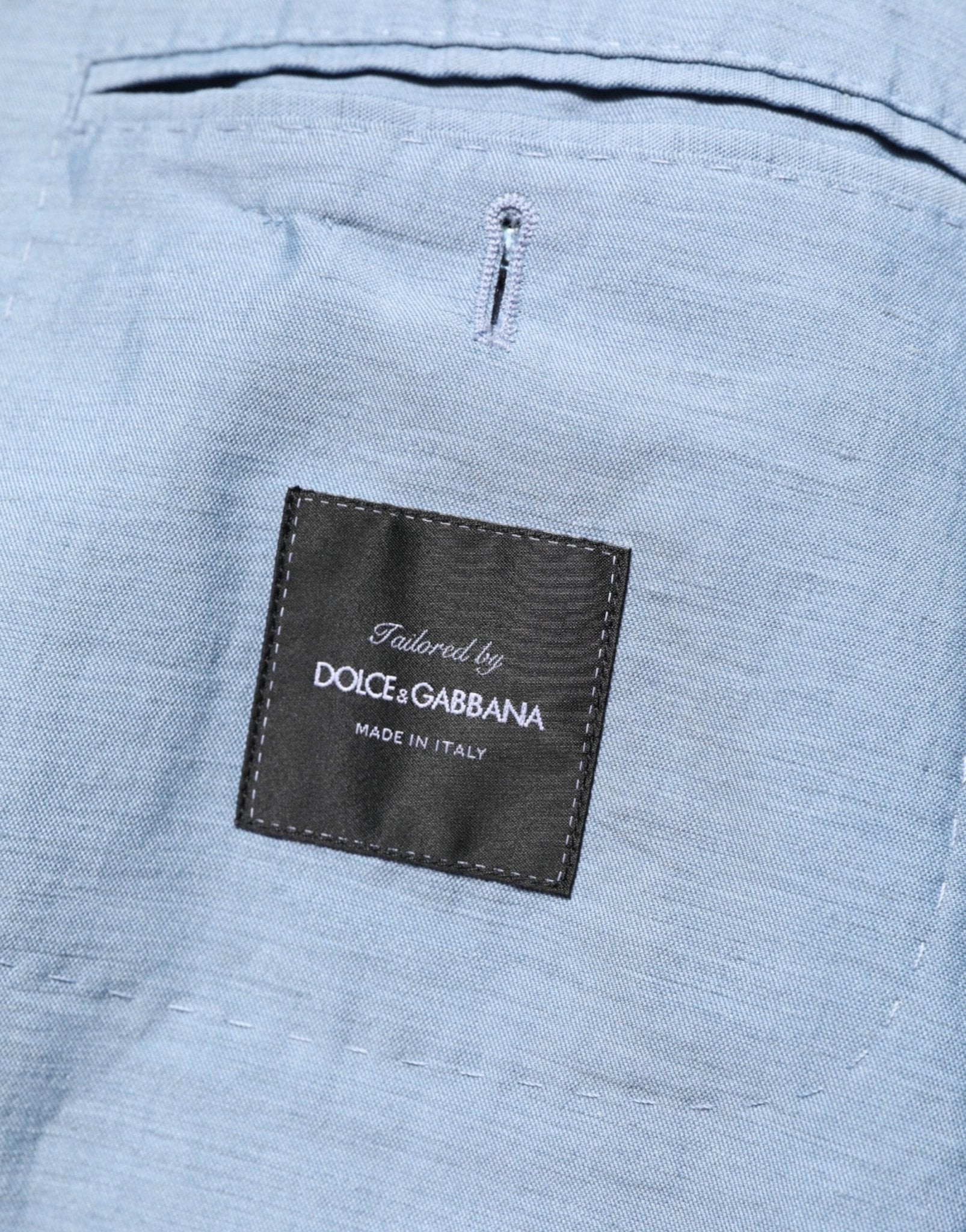 Dolce & Gabbana Light Blue Linen Double Breasted Men Jacket Blazer - RIMODA