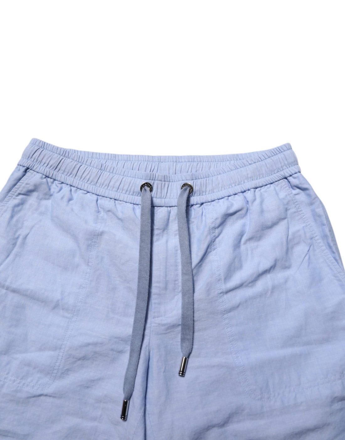 Dolce & Gabbana Light Blue Linen Mid Waist Men Bermuda Shorts - RIMODA