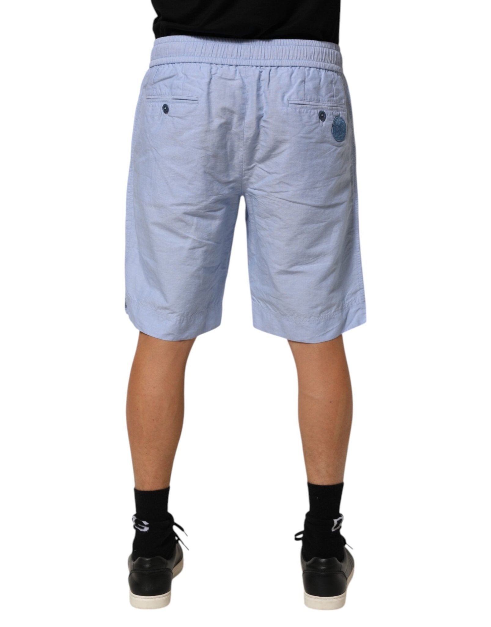 Dolce & Gabbana Light Blue Linen Mid Waist Men Bermuda Shorts - RIMODA