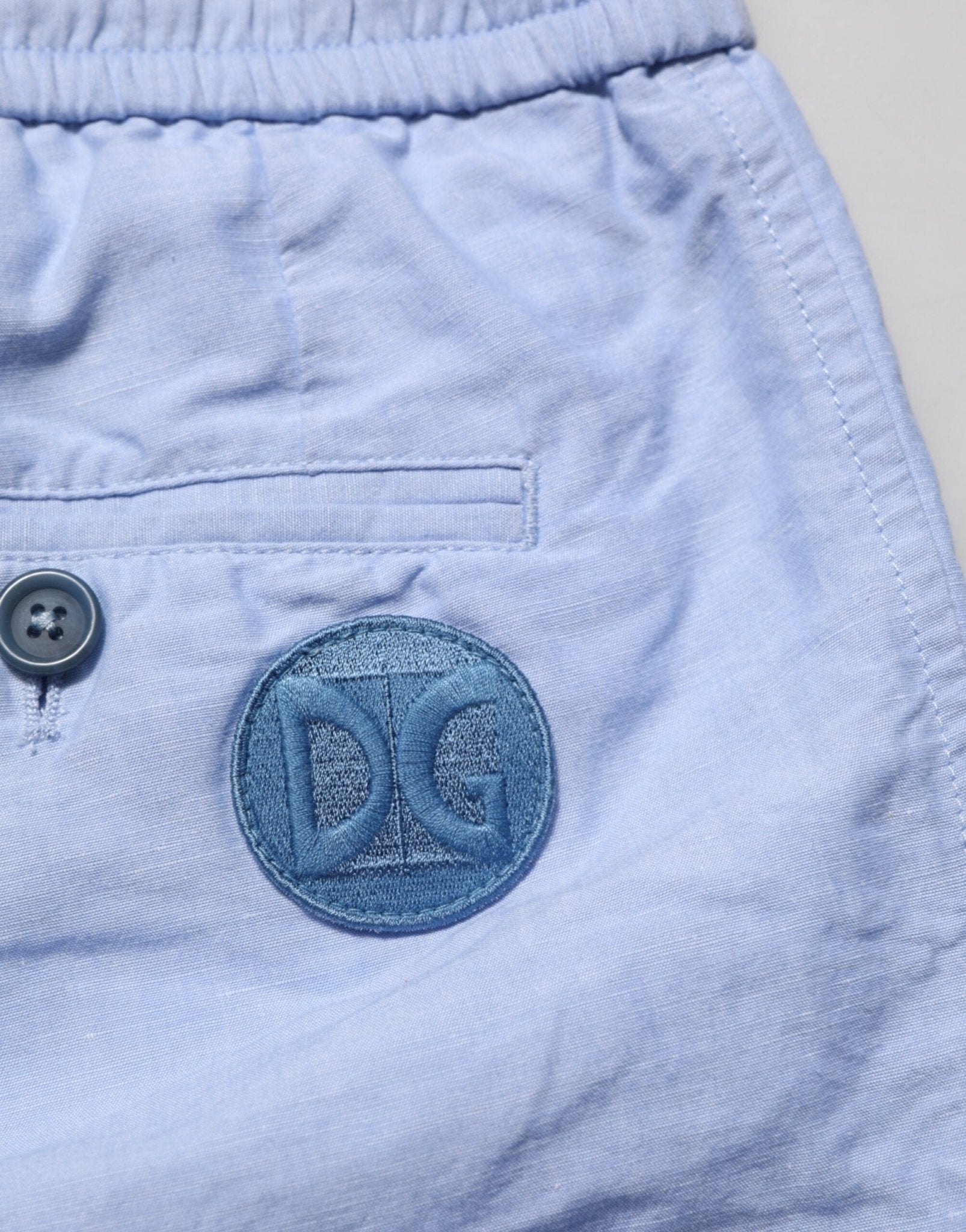 Dolce & Gabbana Light Blue Linen Mid Waist Men Bermuda Shorts - RIMODA