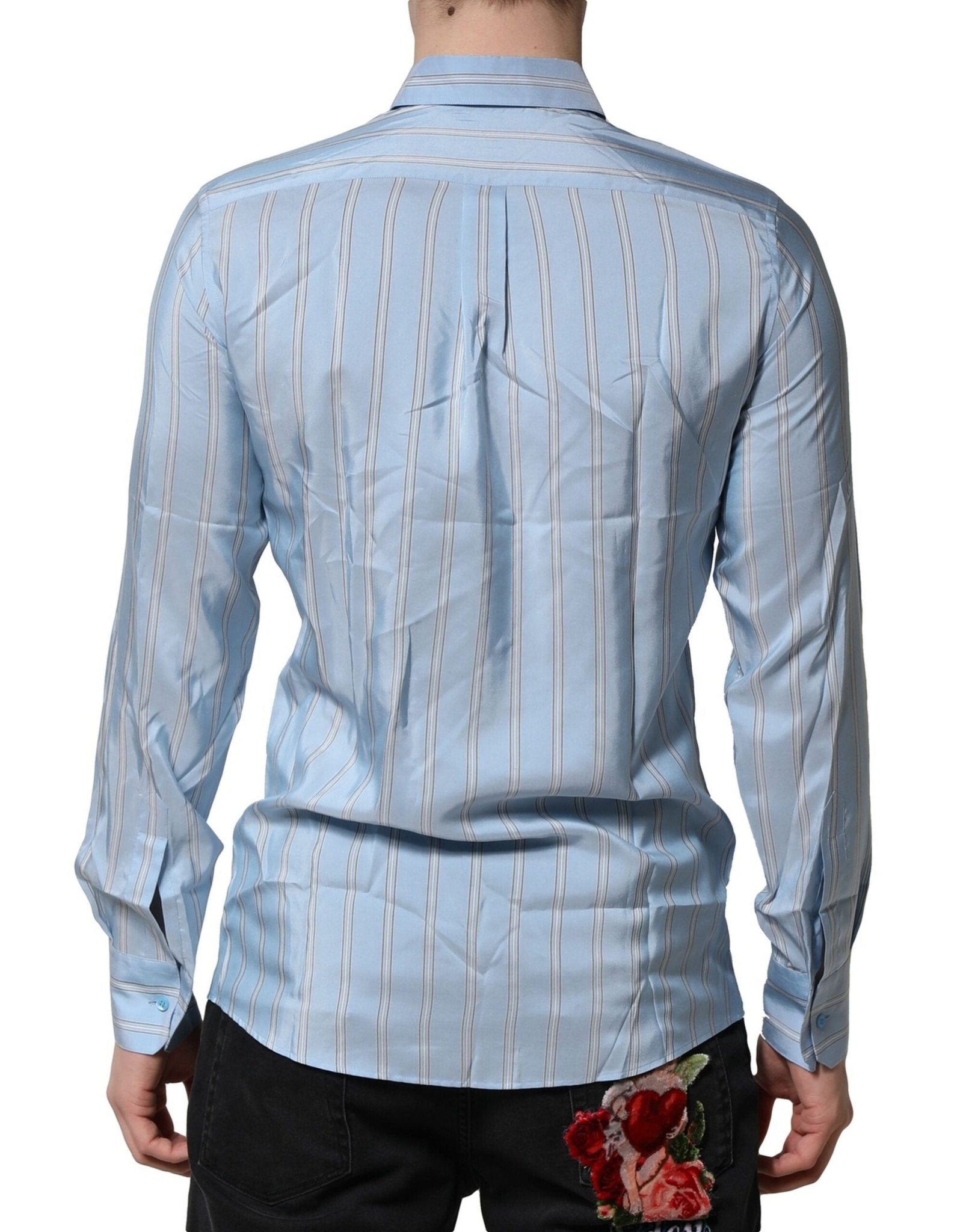 Dolce & Gabbana Light Blue MARTINI Striped Formal Dress Shirt - RIMODA