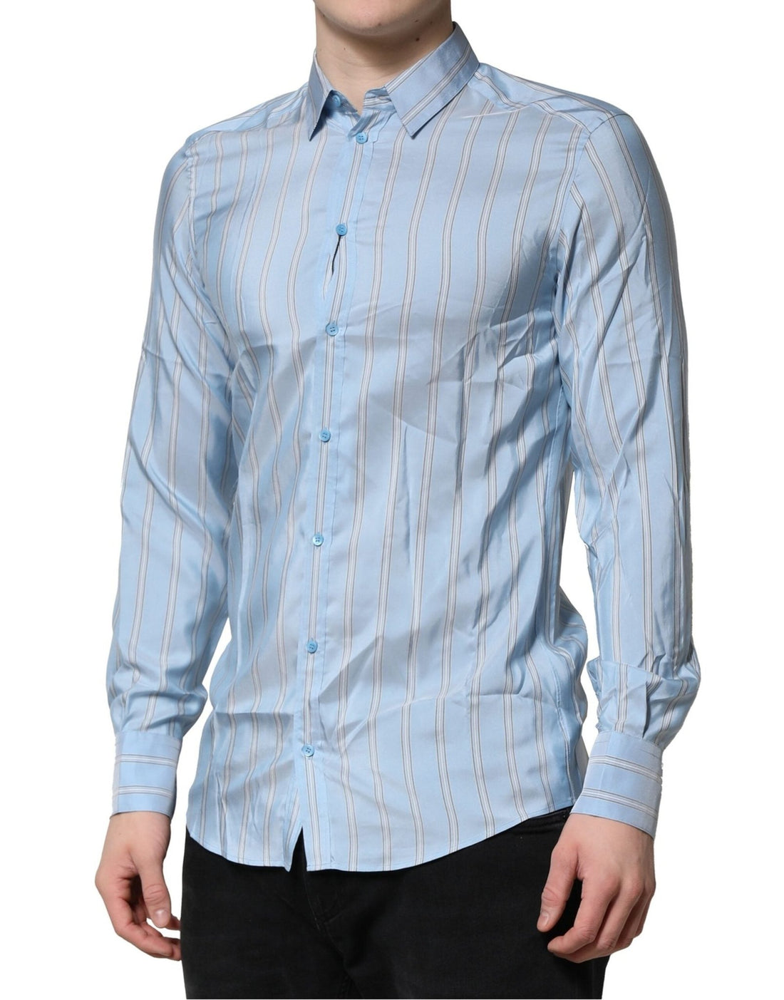 Dolce & Gabbana Light Blue MARTINI Striped Formal Dress Shirt - RIMODA