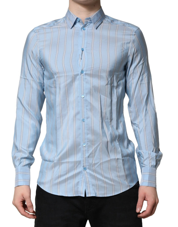 Dolce & Gabbana Light Blue MARTINI Striped Formal Dress Shirt - RIMODA