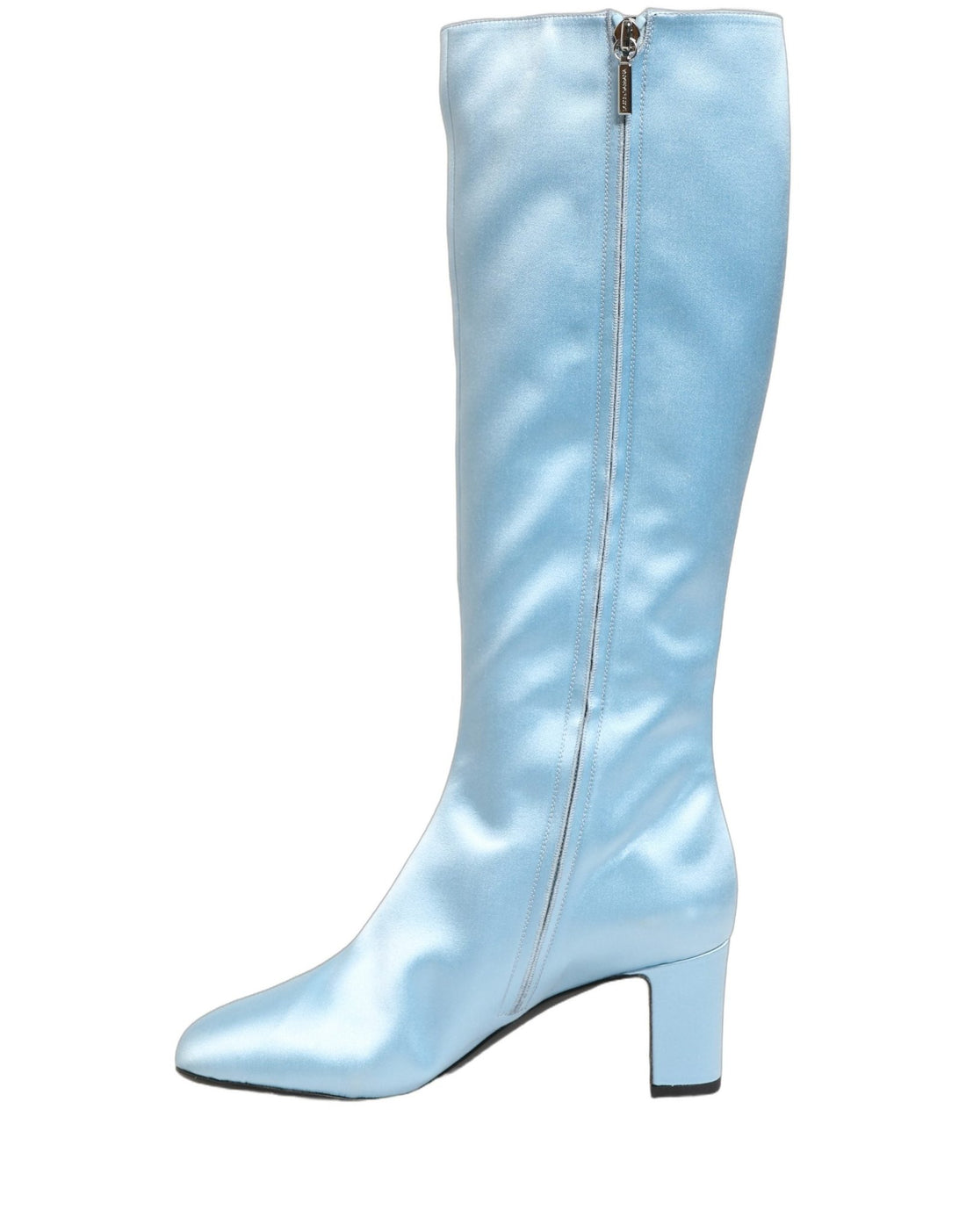 Dolce & Gabbana Light Blue Satin Knee High Boots Shoes - RIMODA