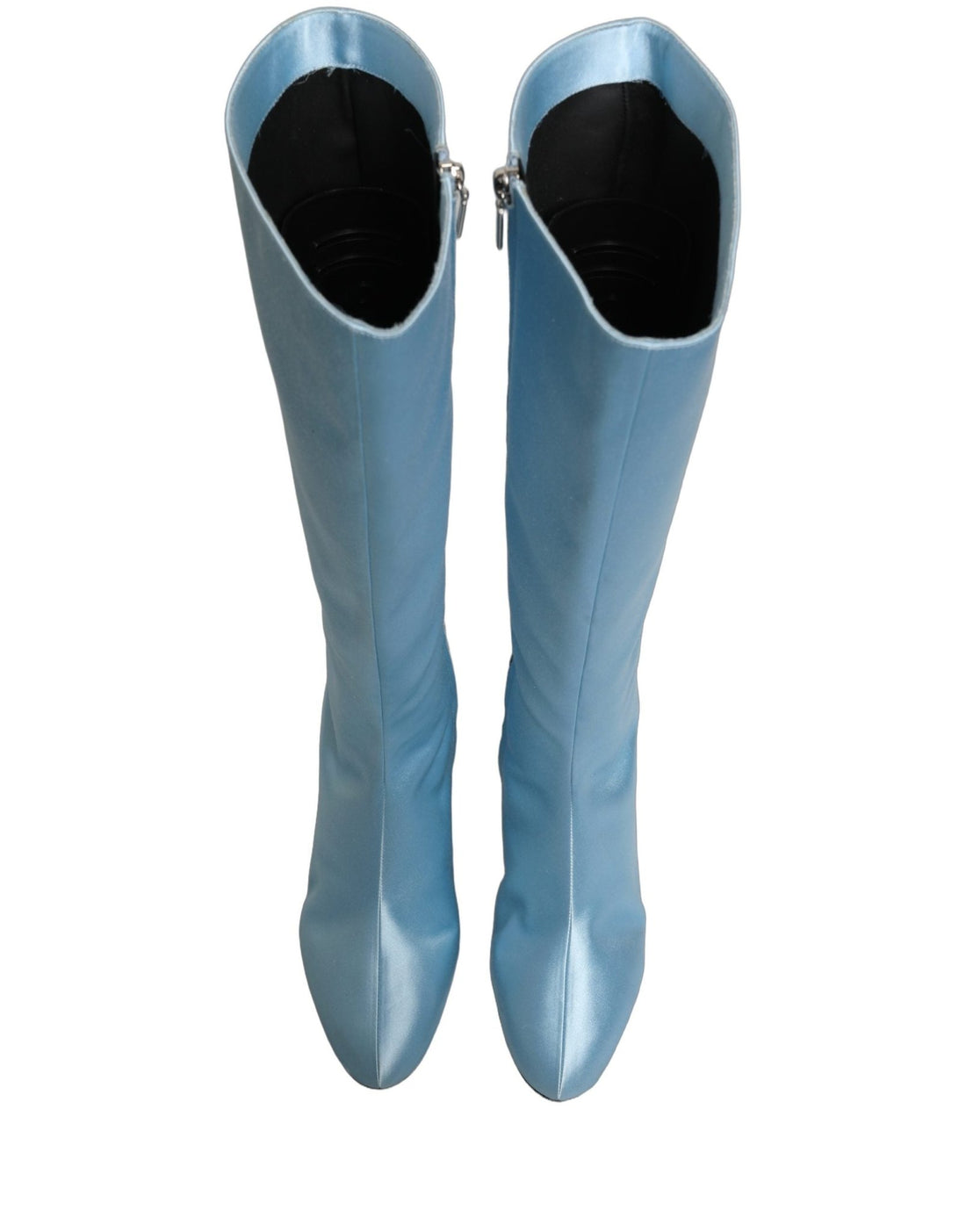 Dolce & Gabbana Light Blue Satin Knee High Boots Shoes - RIMODA