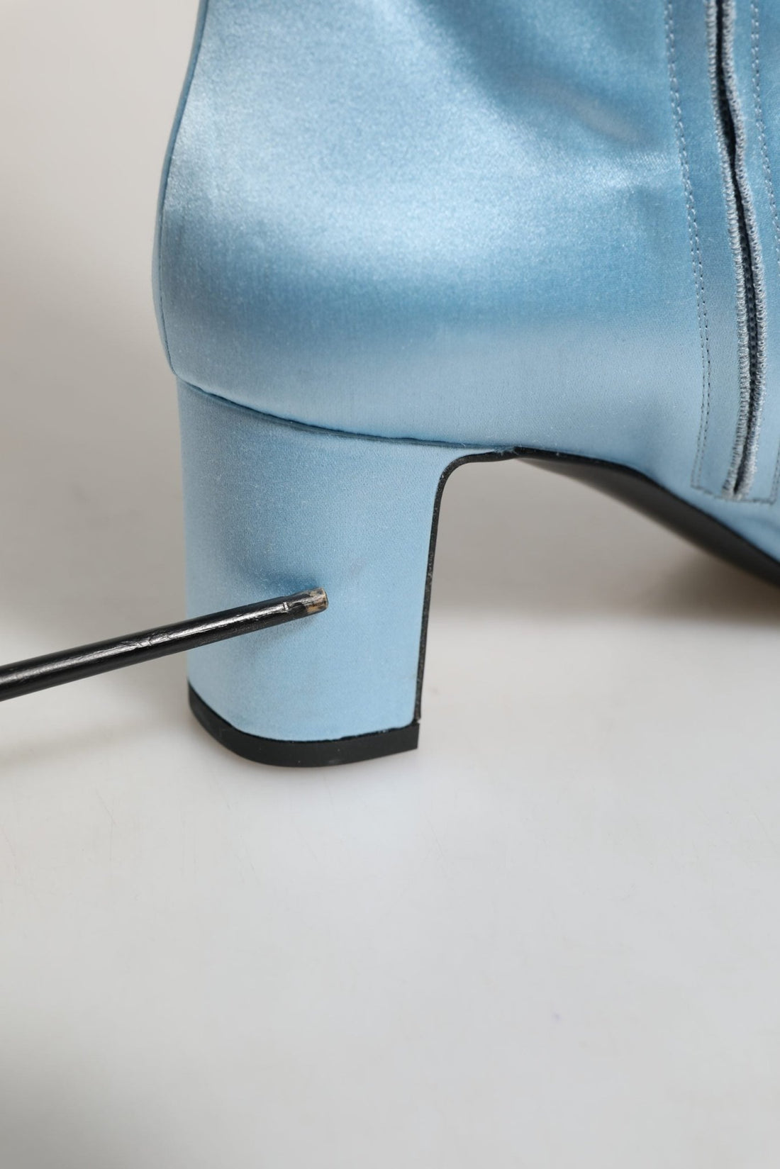 Dolce & Gabbana Light Blue Satin Knee High Boots Shoes - RIMODA