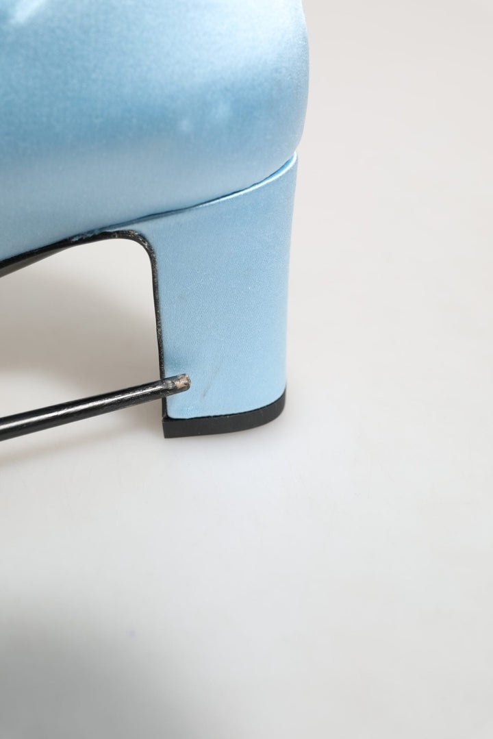 Dolce & Gabbana Light Blue Satin Knee High Boots Shoes - RIMODA