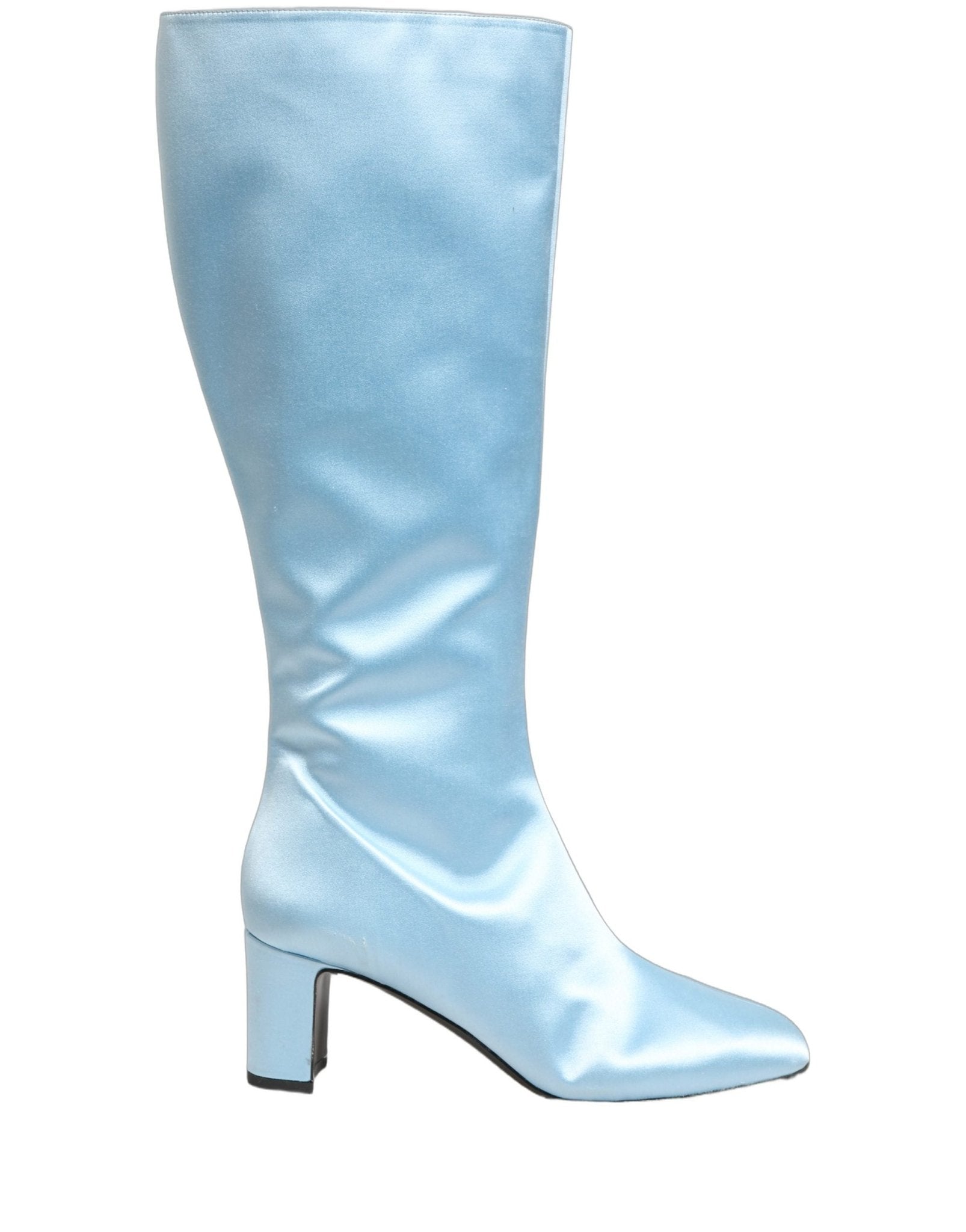 Dolce & Gabbana Light Blue Satin Knee High Boots Shoes - RIMODA