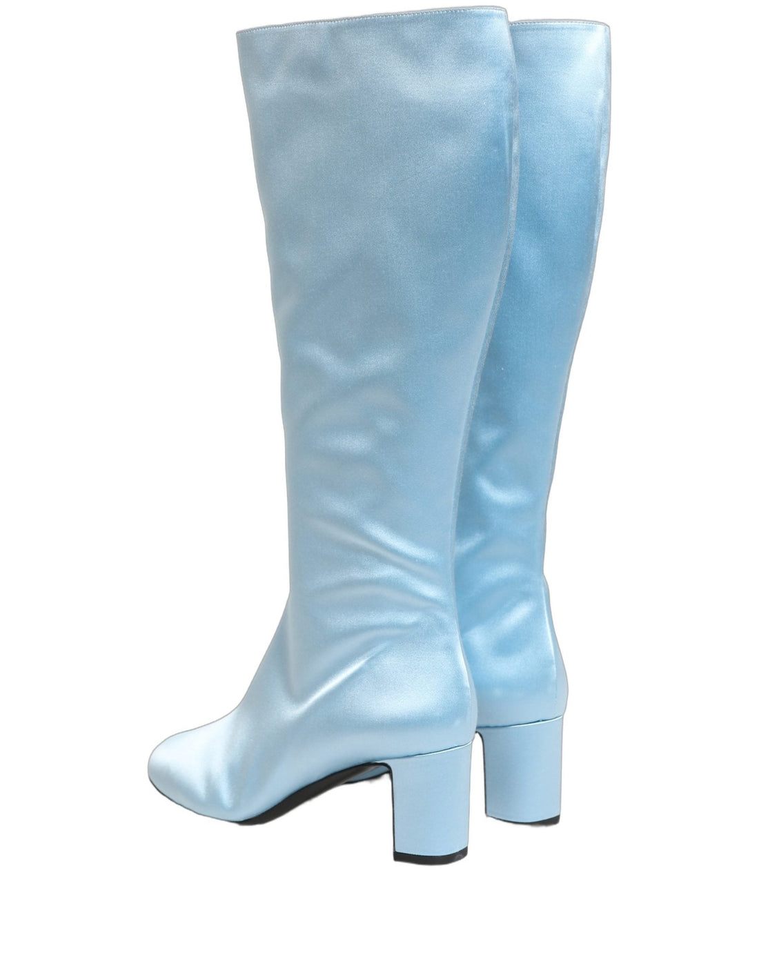Dolce & Gabbana Light Blue Satin Knee High Boots Shoes - RIMODA