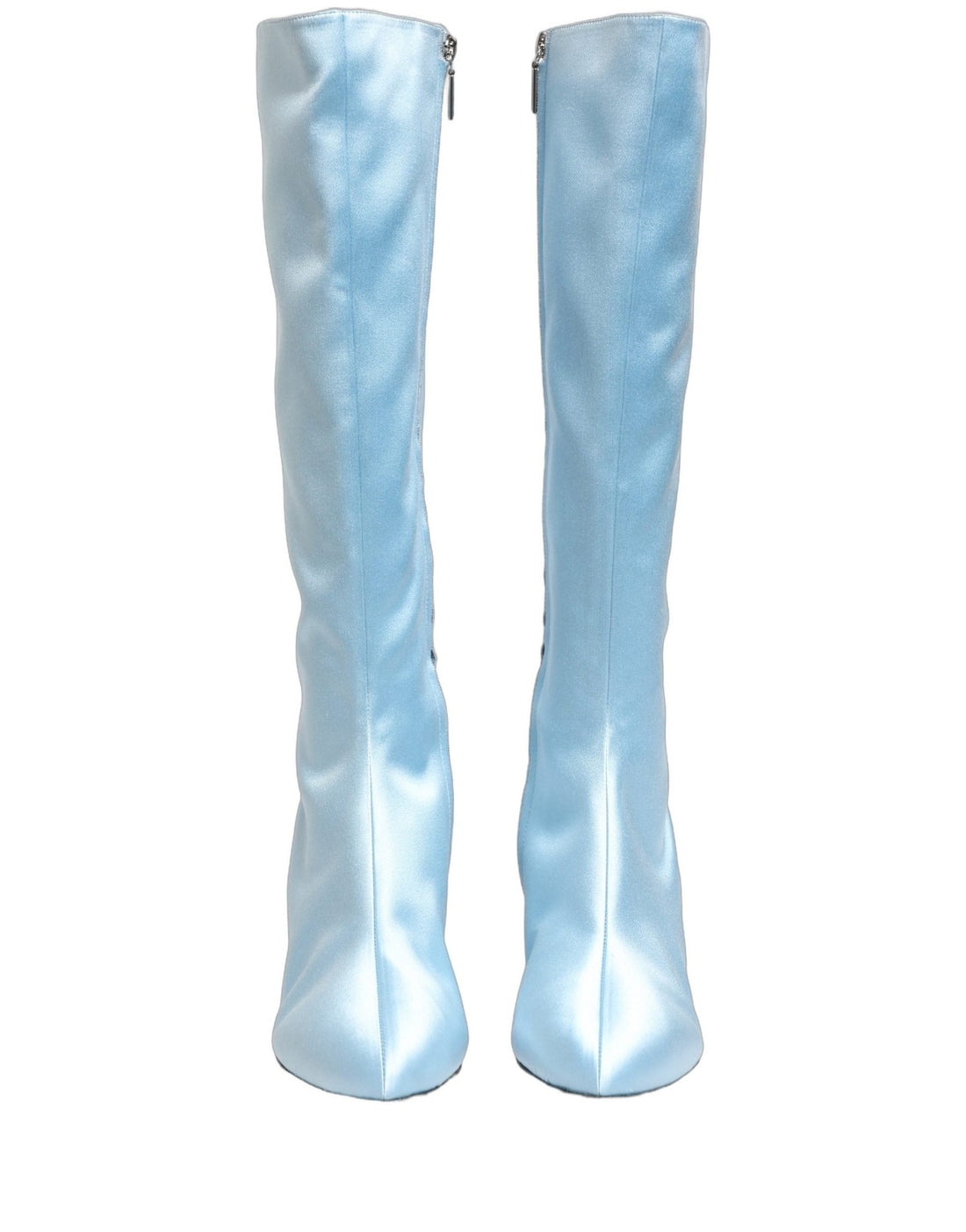 Dolce & Gabbana Light Blue Satin Knee High Boots Shoes - RIMODA