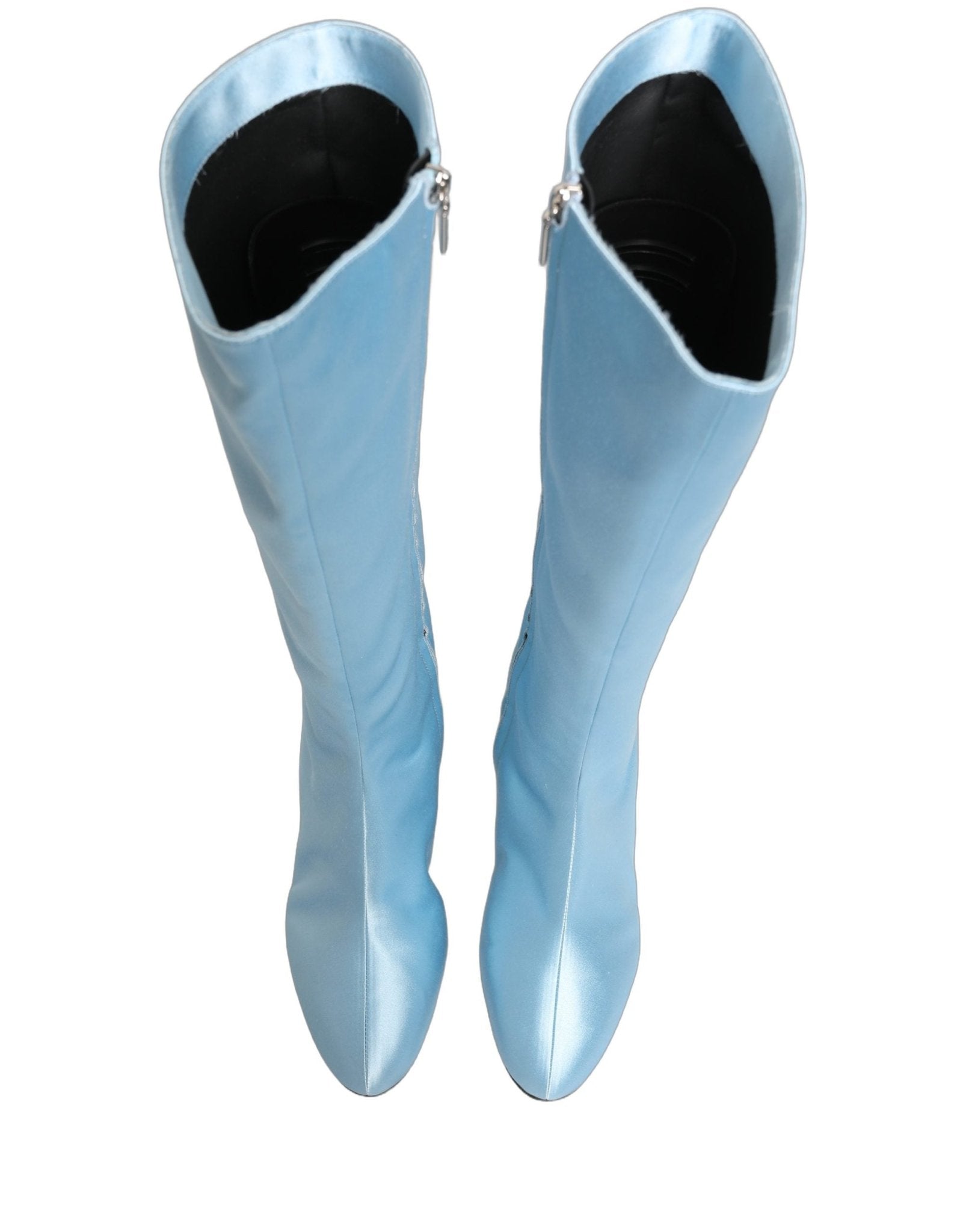 Dolce & Gabbana Light Blue Satin Knee High Boots Shoes - RIMODA