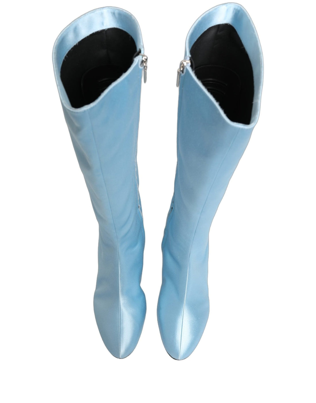 Dolce & Gabbana Light Blue Satin Knee High Boots Shoes - RIMODA