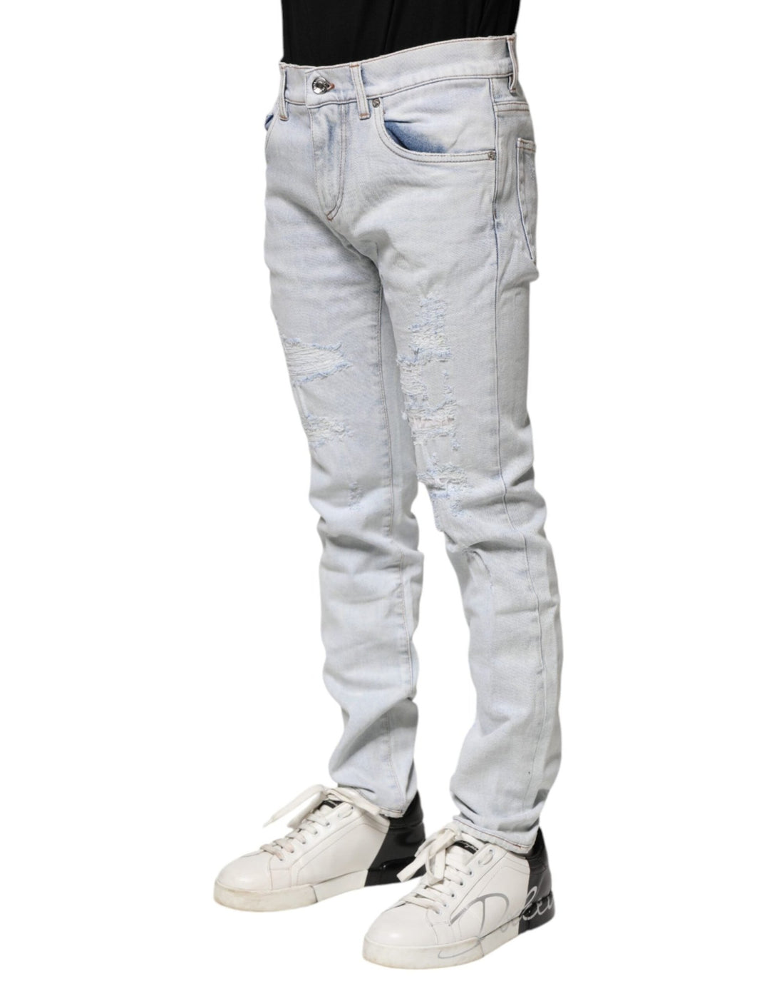 Dolce & Gabbana Light Blue Tattered Skinny Denim Jeans - RIMODA