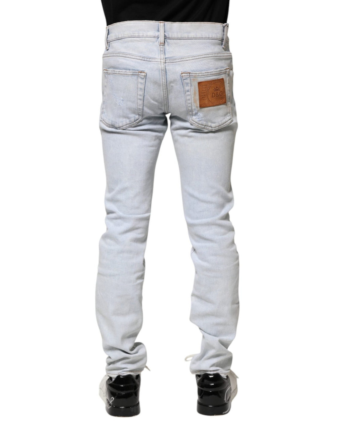 Dolce & Gabbana Light Blue Tattered Skinny Denim Jeans - RIMODA