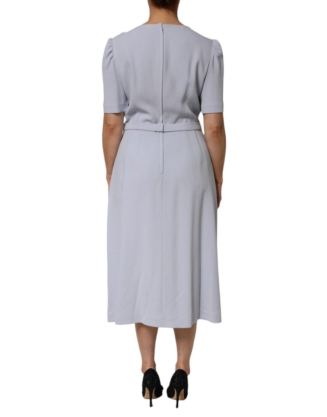 Dolce & Gabbana Light Blue Viscose Blend Floral Applique Dress - RIMODA