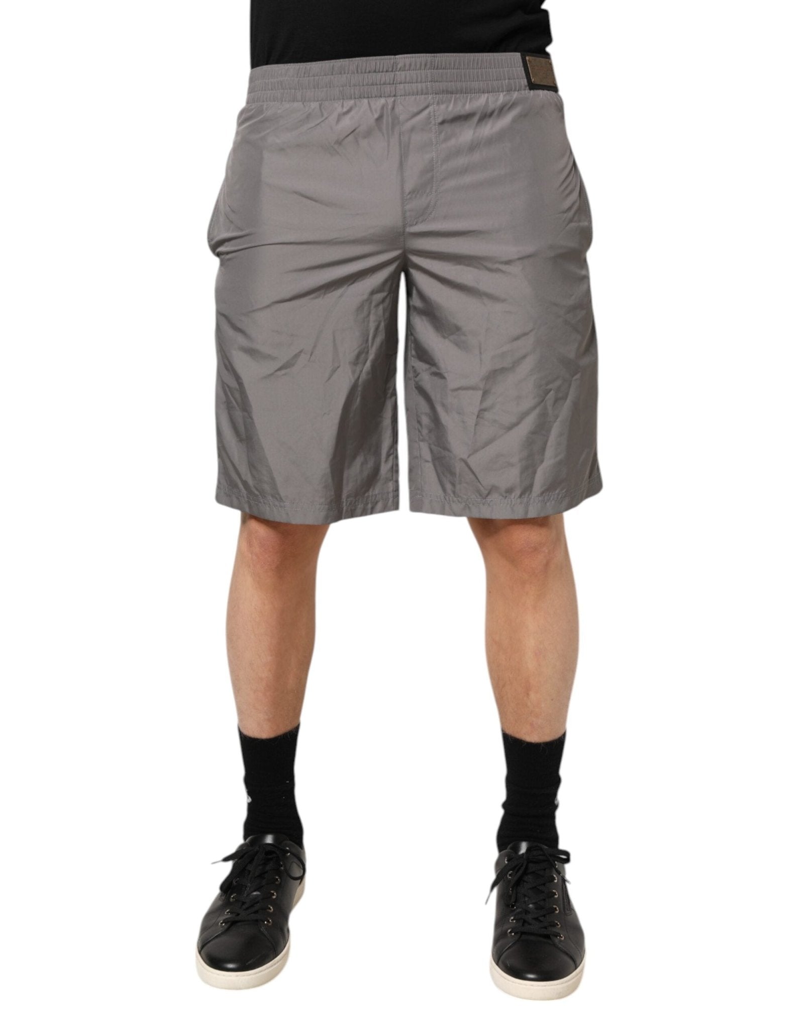 Dolce & Gabbana Light Gray Nylon Elastic Waist Shorts Swimwear - RIMODA