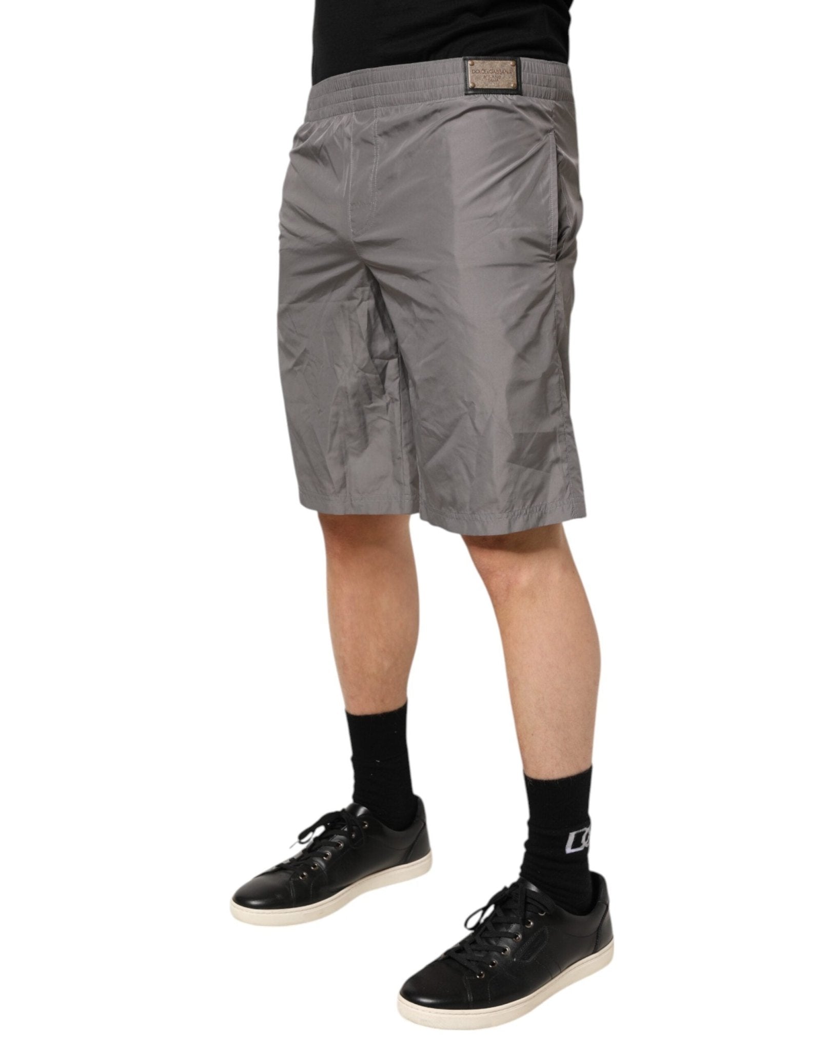 Dolce & Gabbana Light Gray Nylon Elastic Waist Shorts Swimwear - RIMODA