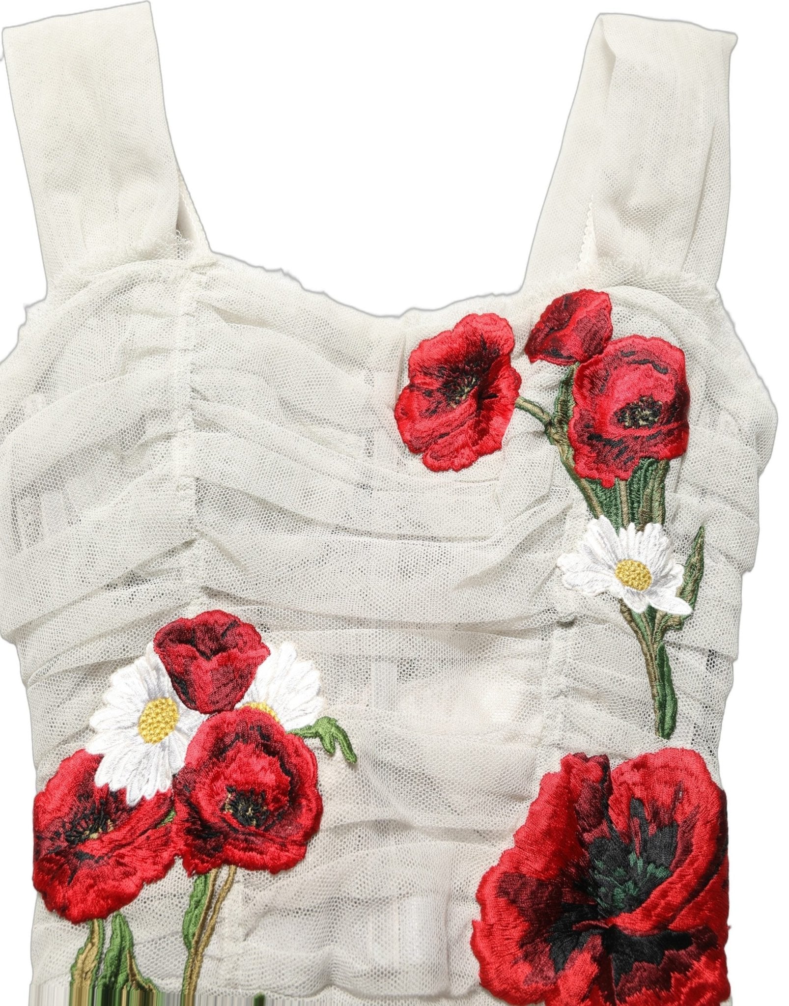 Dolce & Gabbana Light Gray Rose Embroidery Sheath Midi Dress - RIMODA
