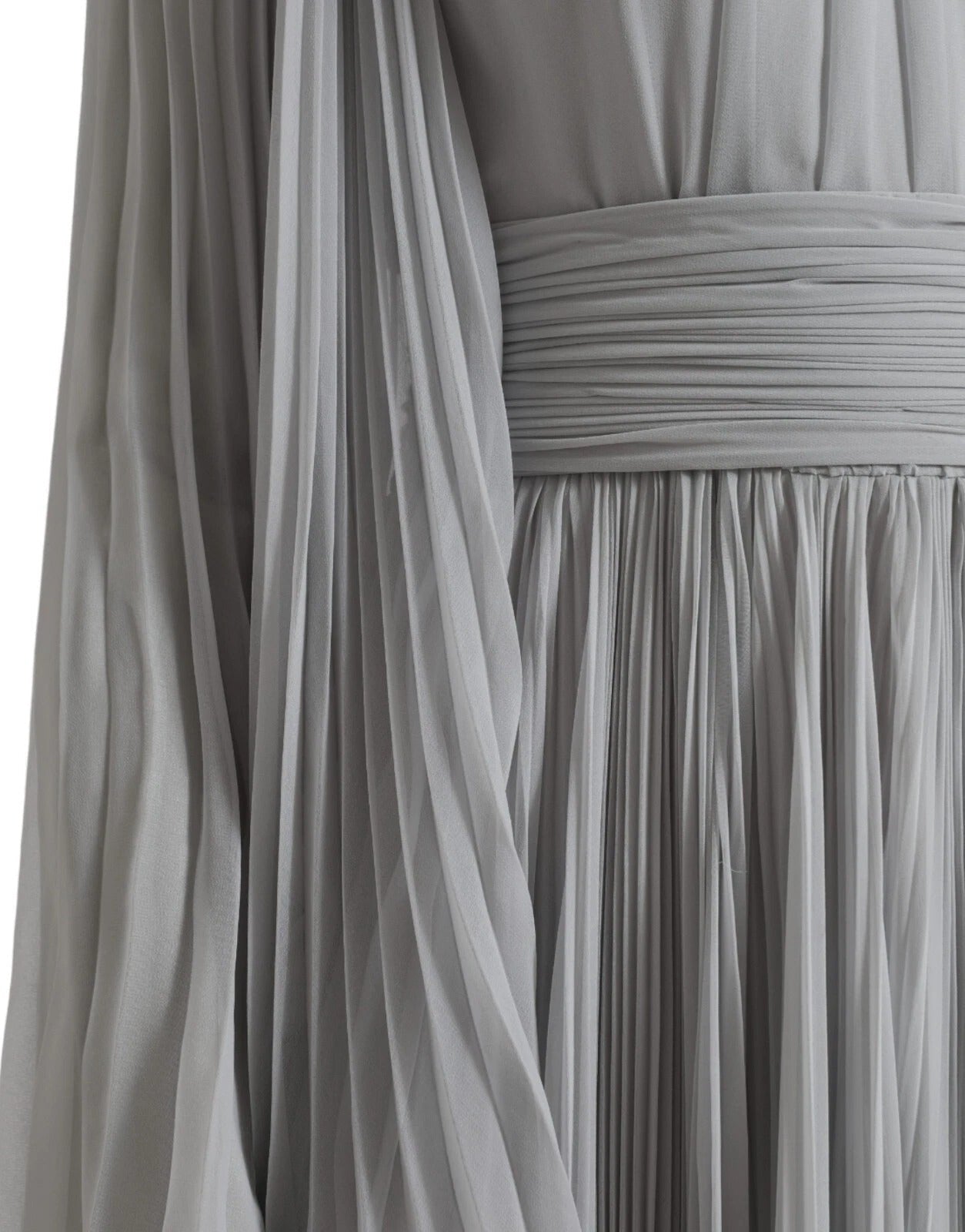 Dolce & Gabbana Light Grey Polyester Pleated Long Maxi Dress - RIMODA