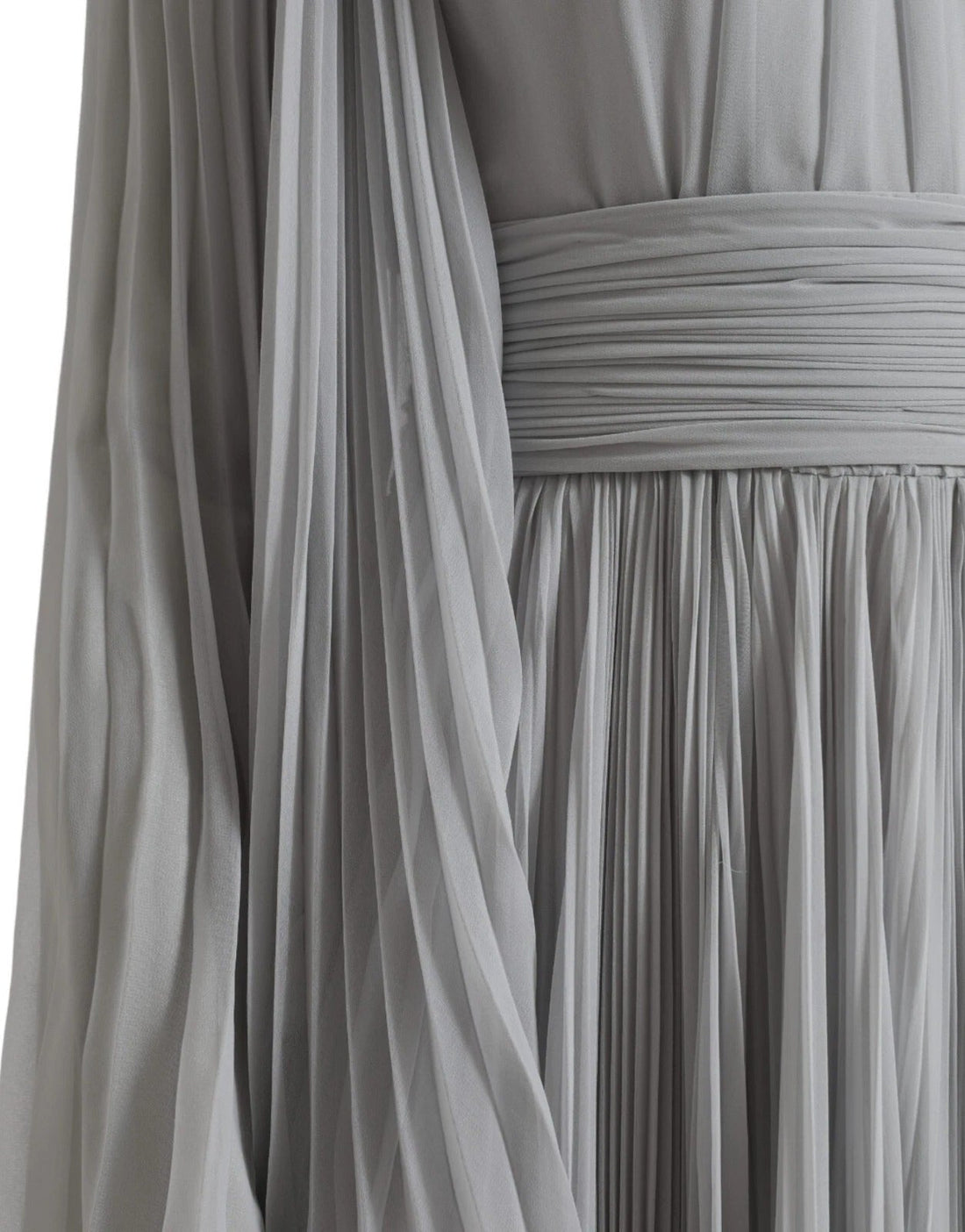 Dolce & Gabbana Light Grey Polyester Pleated Long Maxi Dress - RIMODA