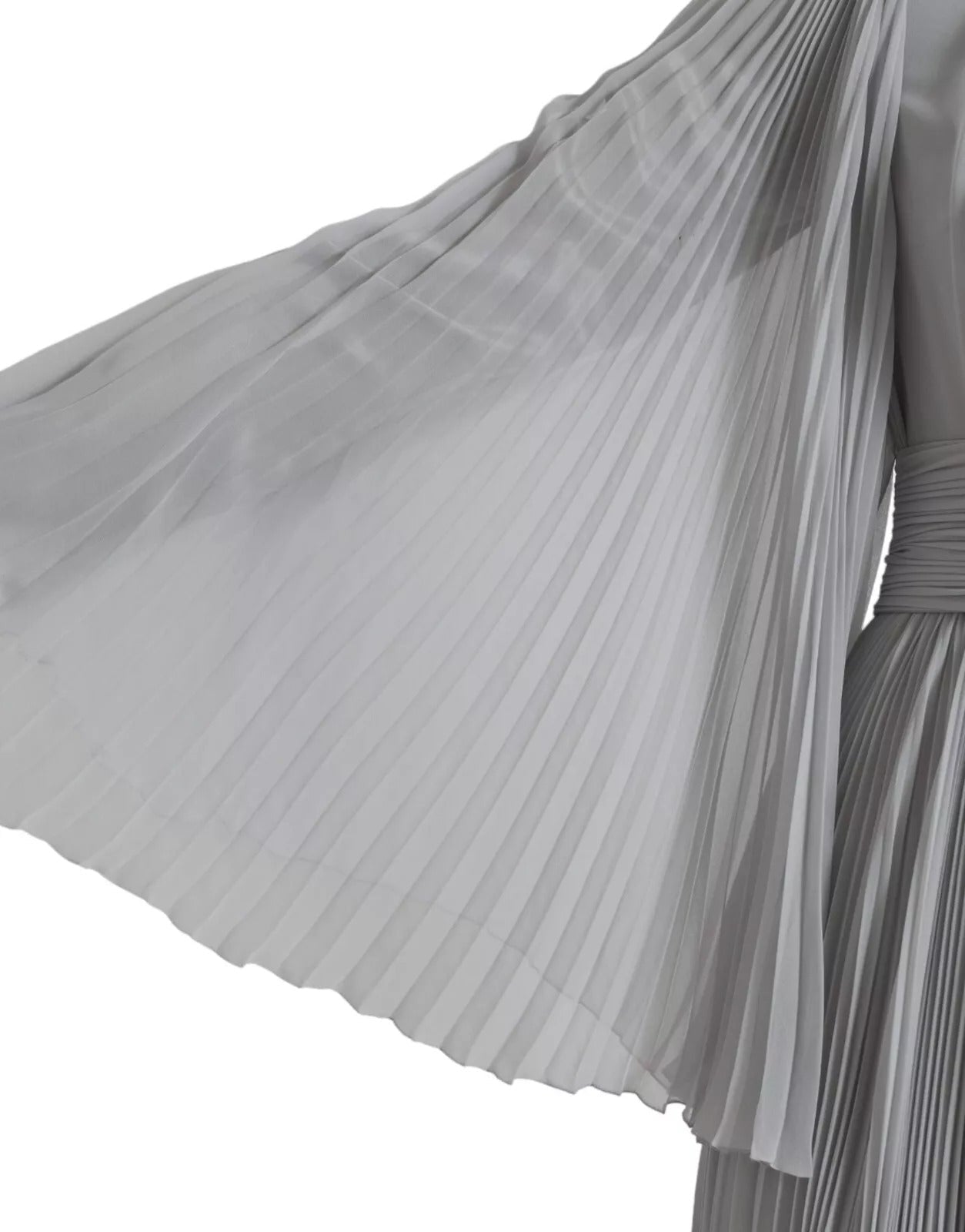 Dolce & Gabbana Light Grey Polyester Pleated Long Maxi Dress - RIMODA
