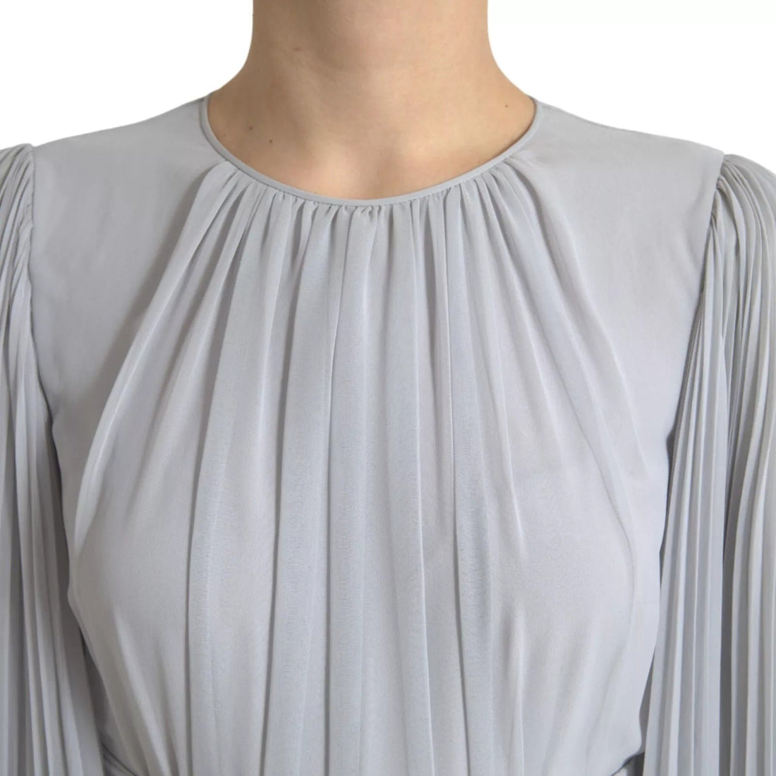 Dolce & Gabbana Light Grey Polyester Pleated Long Maxi Dress - RIMODA