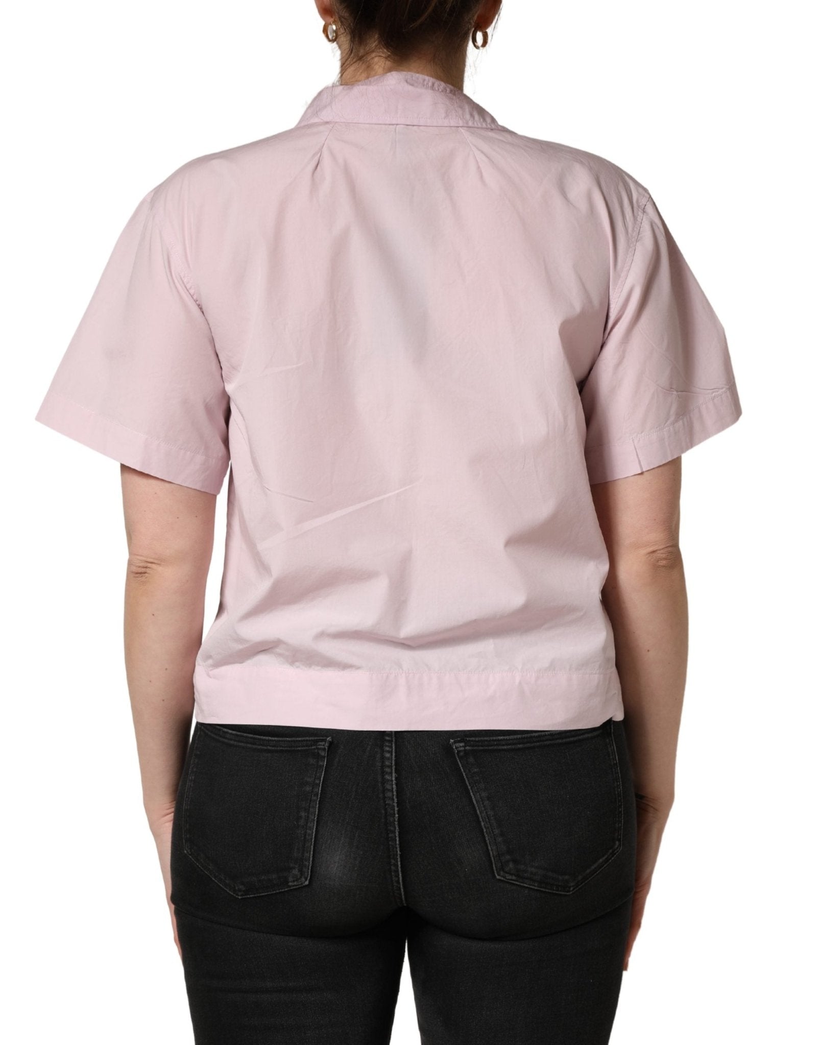 Dolce & Gabbana LightPink Cotton Collared Buttoned Blouse Top - RIMODA