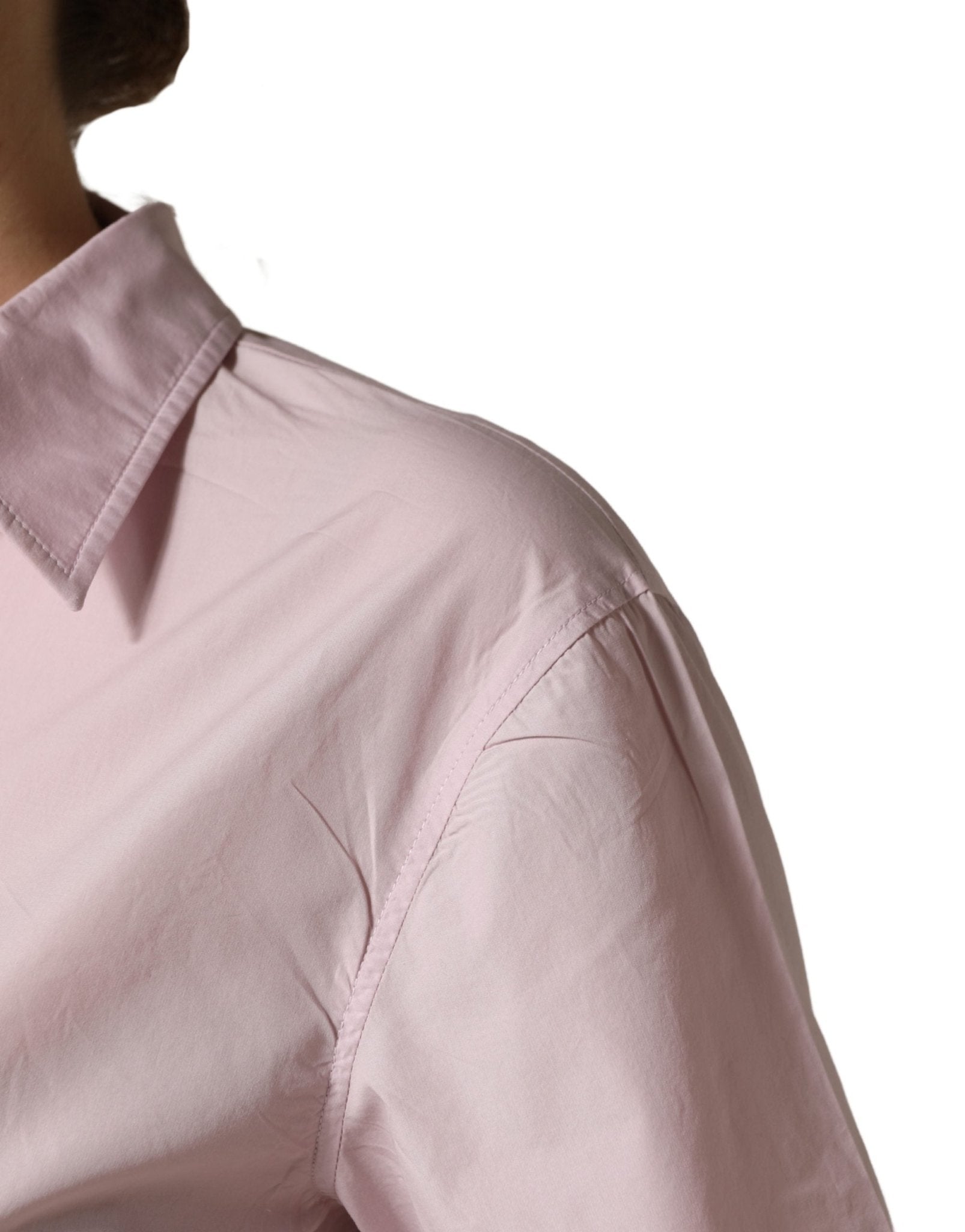 Dolce & Gabbana LightPink Cotton Collared Buttoned Blouse Top - RIMODA