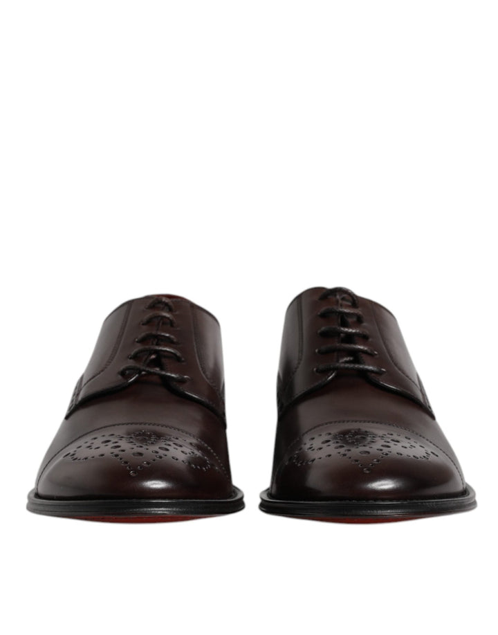 Dolce & Gabbana Maroon Calfskin Leather Derby Men Dress Shoes - RIMODA