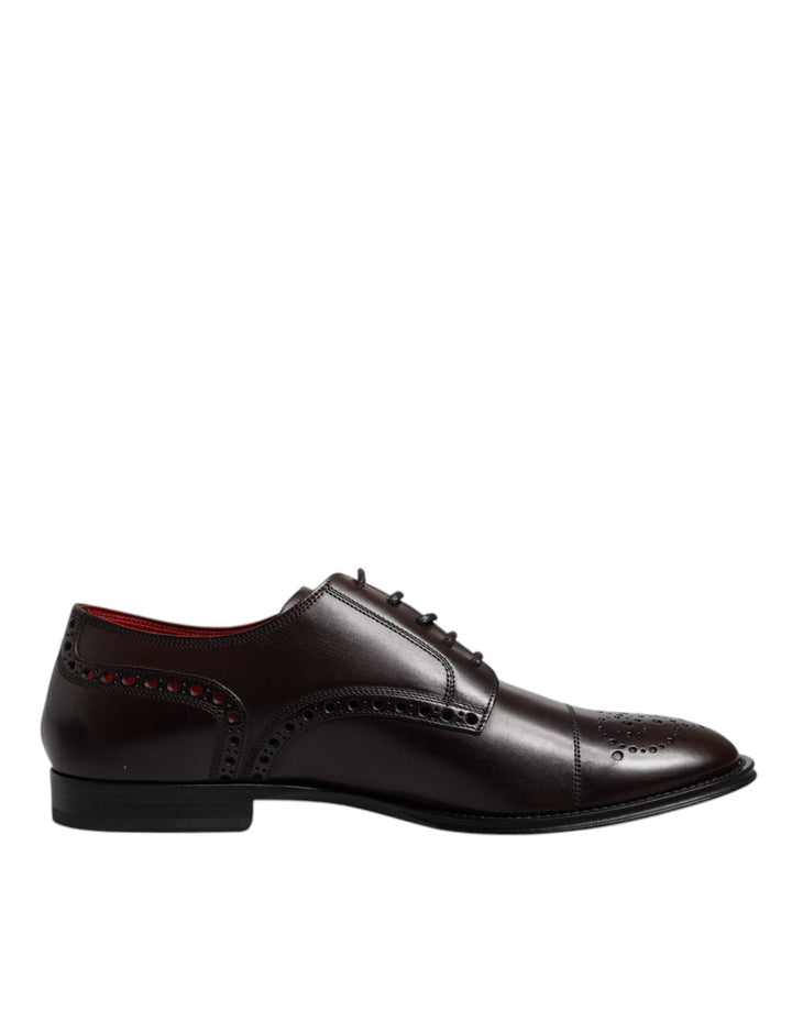 Dolce & Gabbana Maroon Calfskin Leather Derby Men Dress Shoes - RIMODA