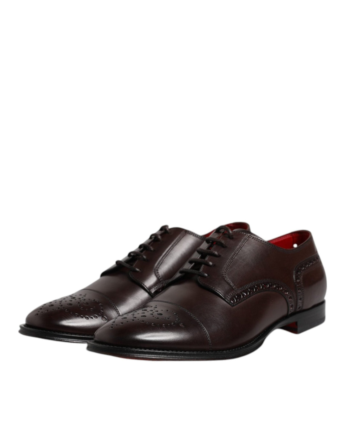 Dolce & Gabbana Maroon Calfskin Leather Derby Men Dress Shoes - RIMODA