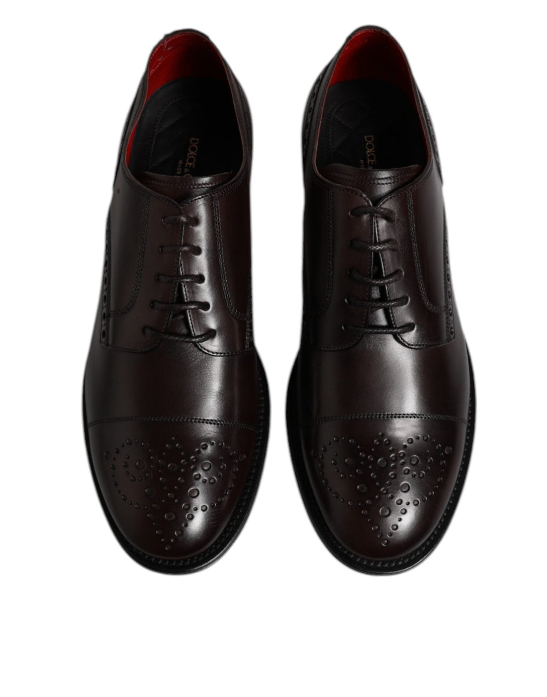 Dolce & Gabbana Maroon Calfskin Leather Derby Men Dress Shoes - RIMODA