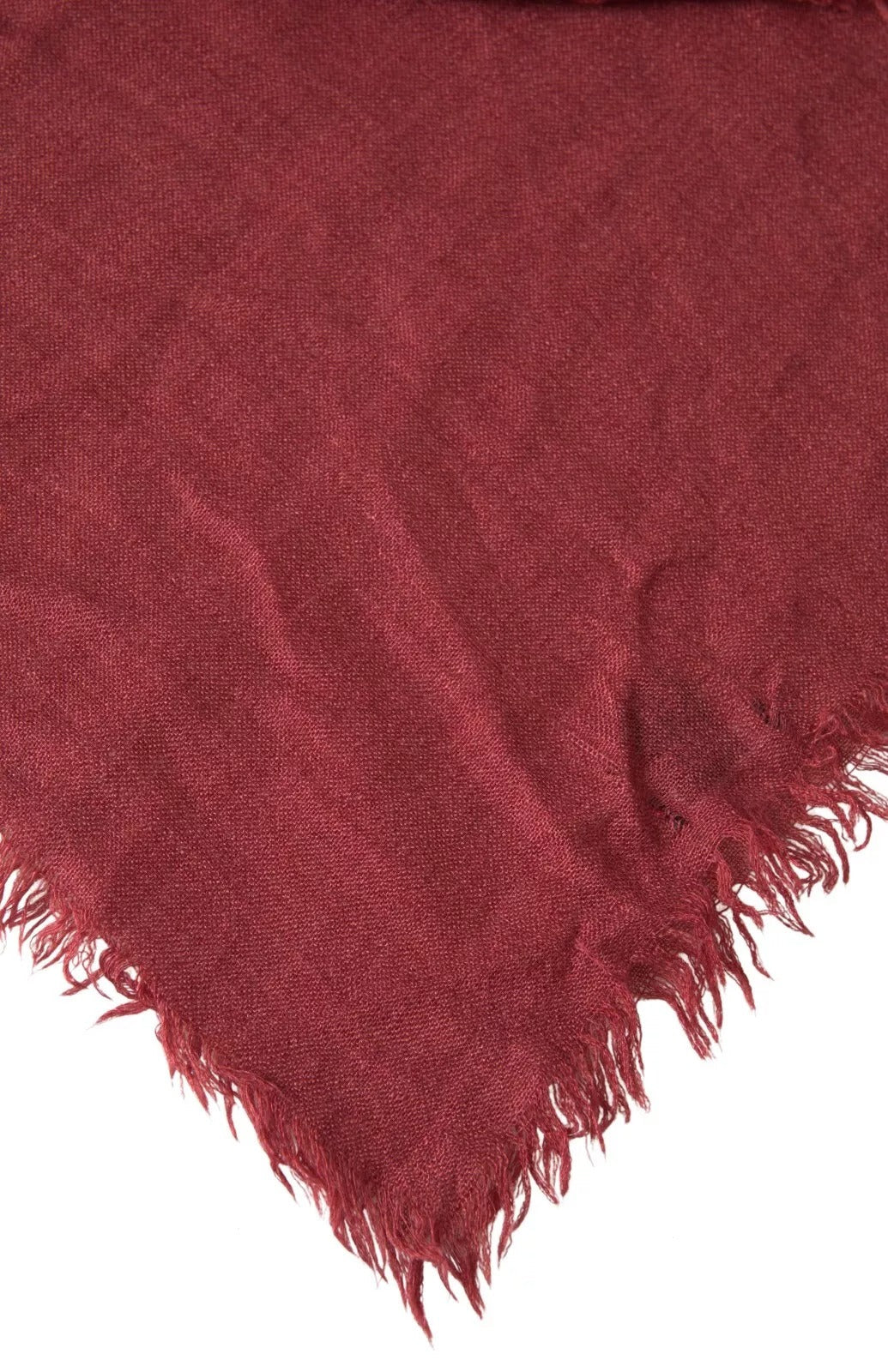 Dolce & Gabbana Maroon Cashmere Knit Wrap Shawl Fringe Scarf - RIMODA