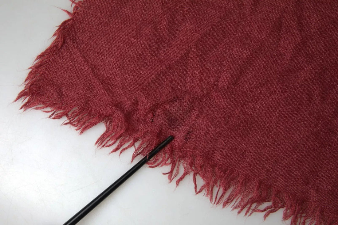 Dolce & Gabbana Maroon Cashmere Knit Wrap Shawl Fringe Scarf - RIMODA