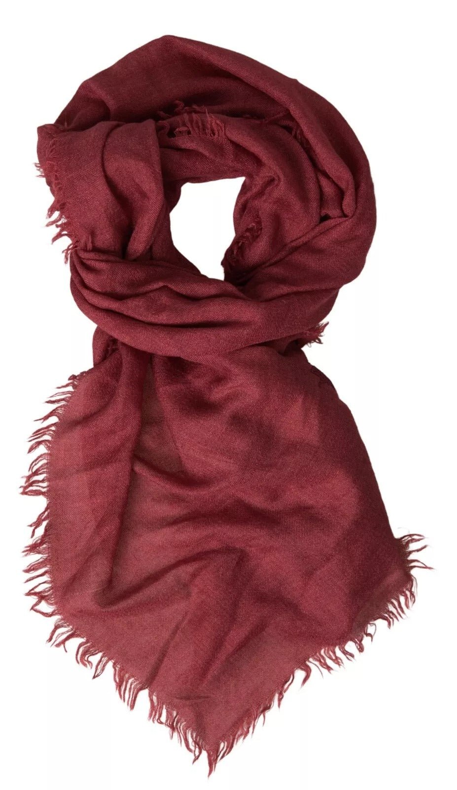 Dolce & Gabbana Maroon Cashmere Knit Wrap Shawl Fringe Scarf - RIMODA