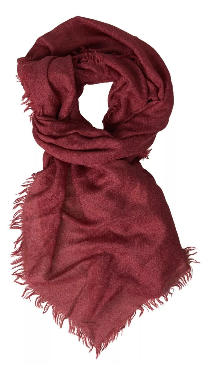 Dolce & Gabbana Maroon Cashmere Knit Wrap Shawl Fringe Scarf - RIMODA
