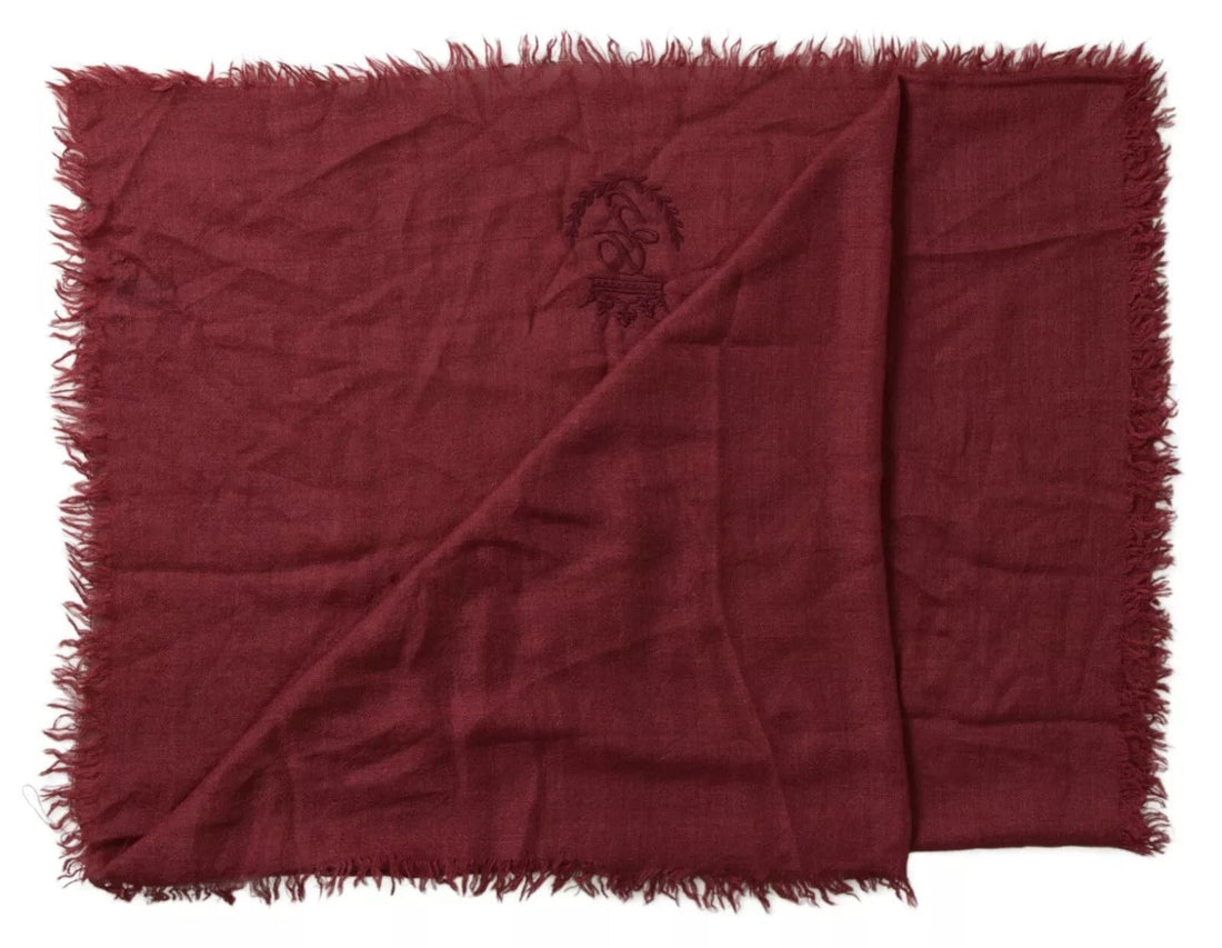 Dolce & Gabbana Maroon Cashmere Knit Wrap Shawl Fringe Scarf - RIMODA