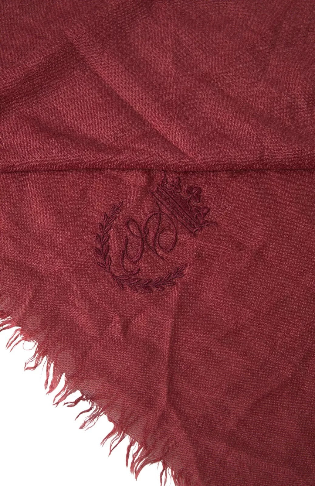 Dolce & Gabbana Maroon Cashmere Knit Wrap Shawl Fringe Scarf - RIMODA