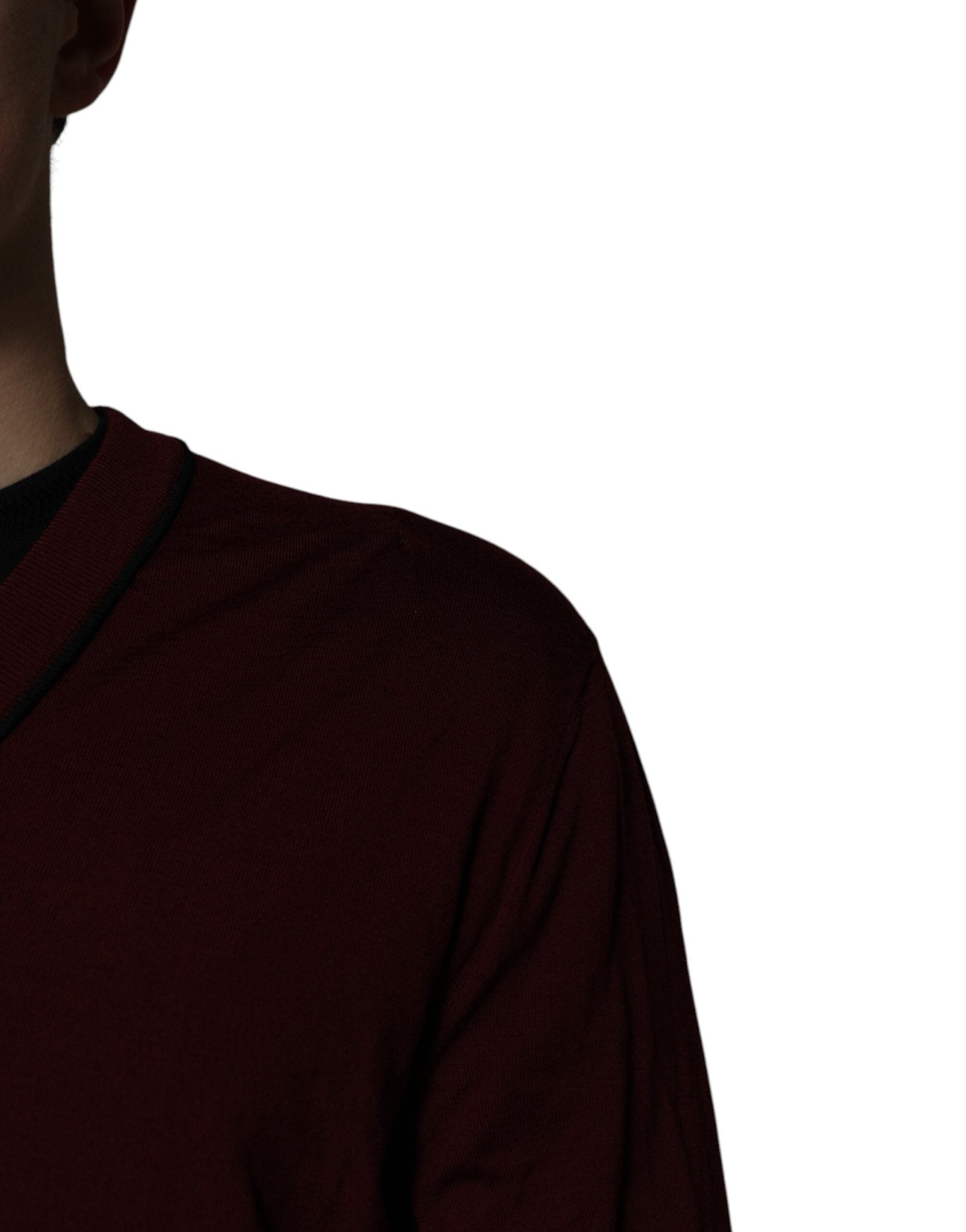 Dolce & Gabbana Maroon Cashmere V-neck Men Pullover Sweater - RIMODA