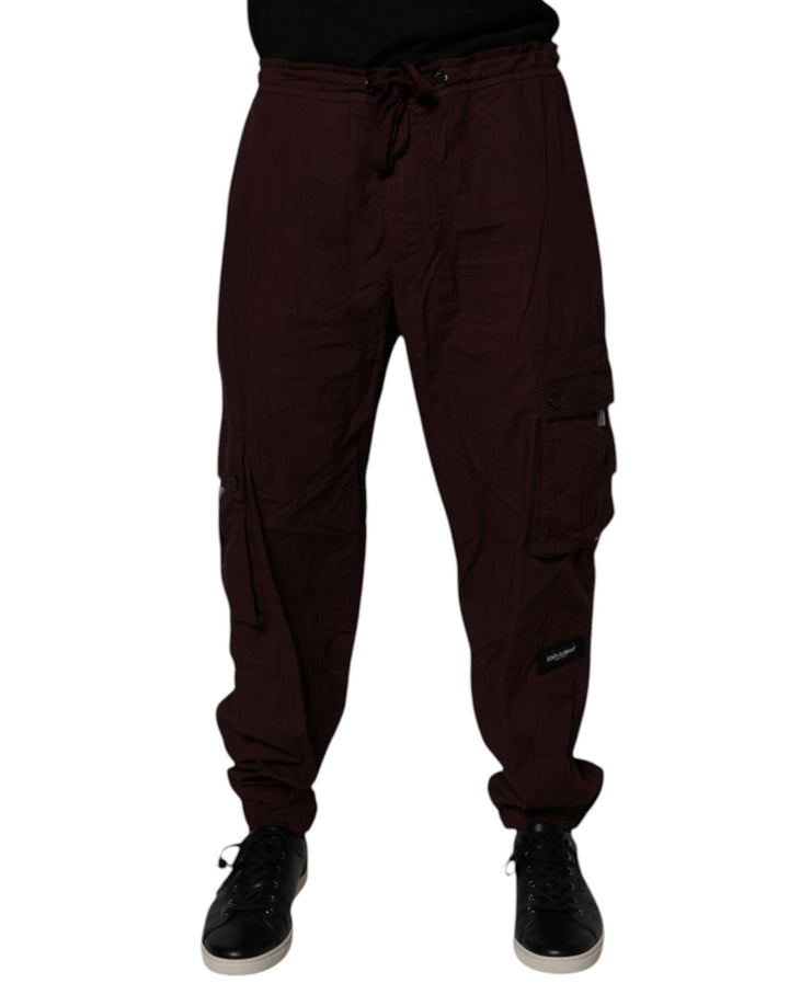 Dolce & Gabbana Maroon Cotton Cargo Jogger Sweatpants Pants - RIMODA