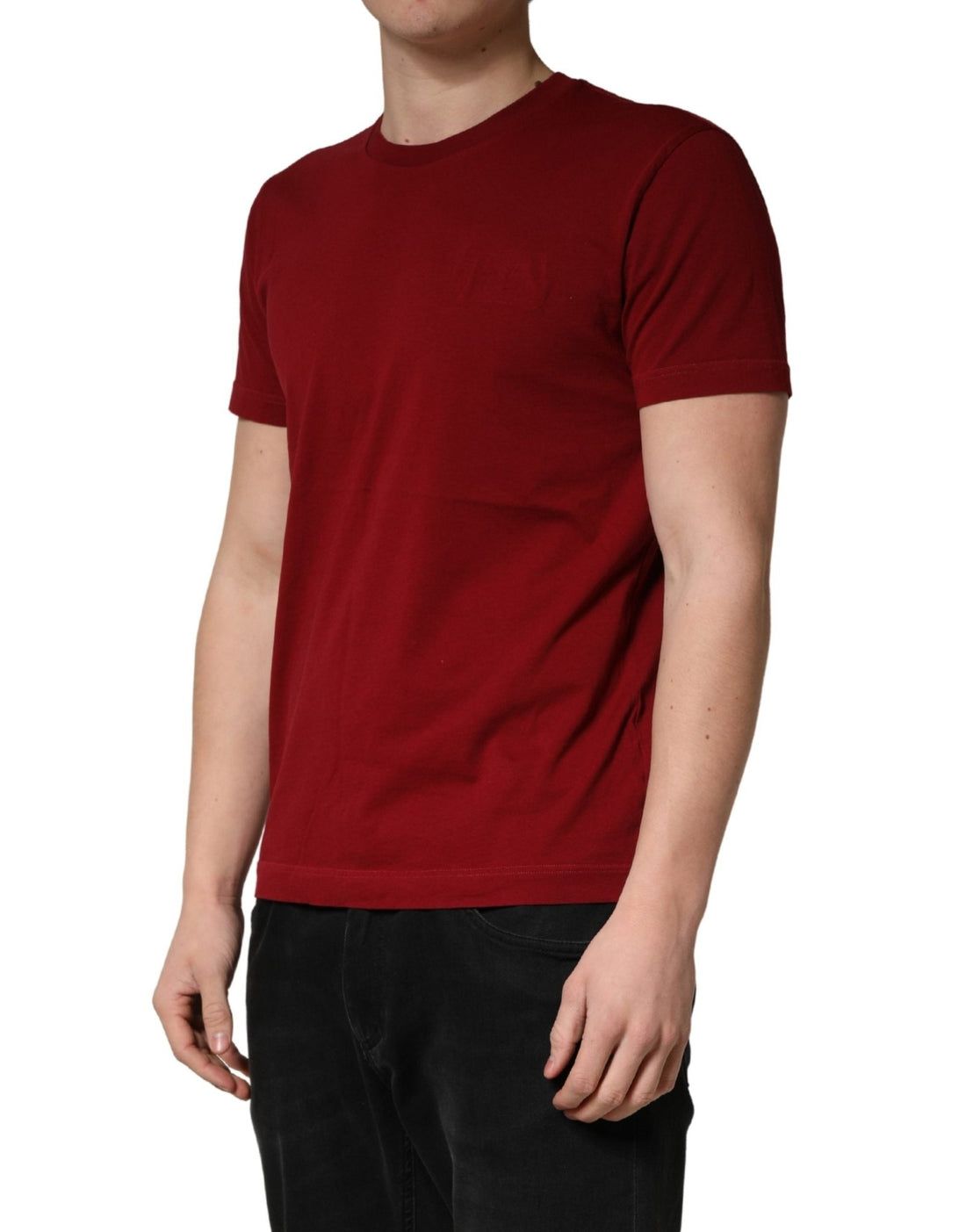 Dolce & Gabbana Maroon Cotton Crew Neck Short Sleeves T-shirt - RIMODA