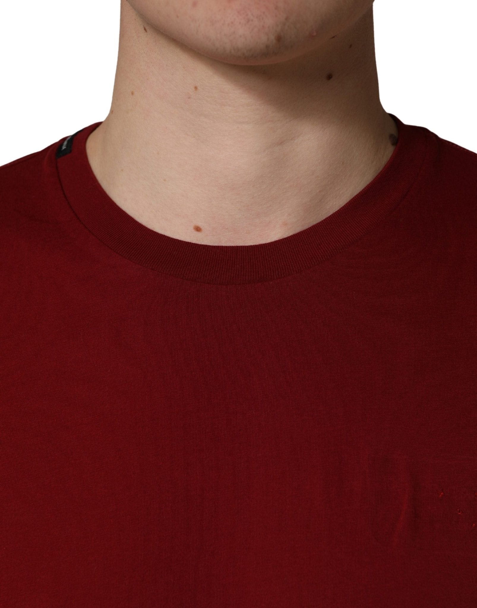 Dolce & Gabbana Maroon Cotton Crew Neck Short Sleeves T-shirt - RIMODA