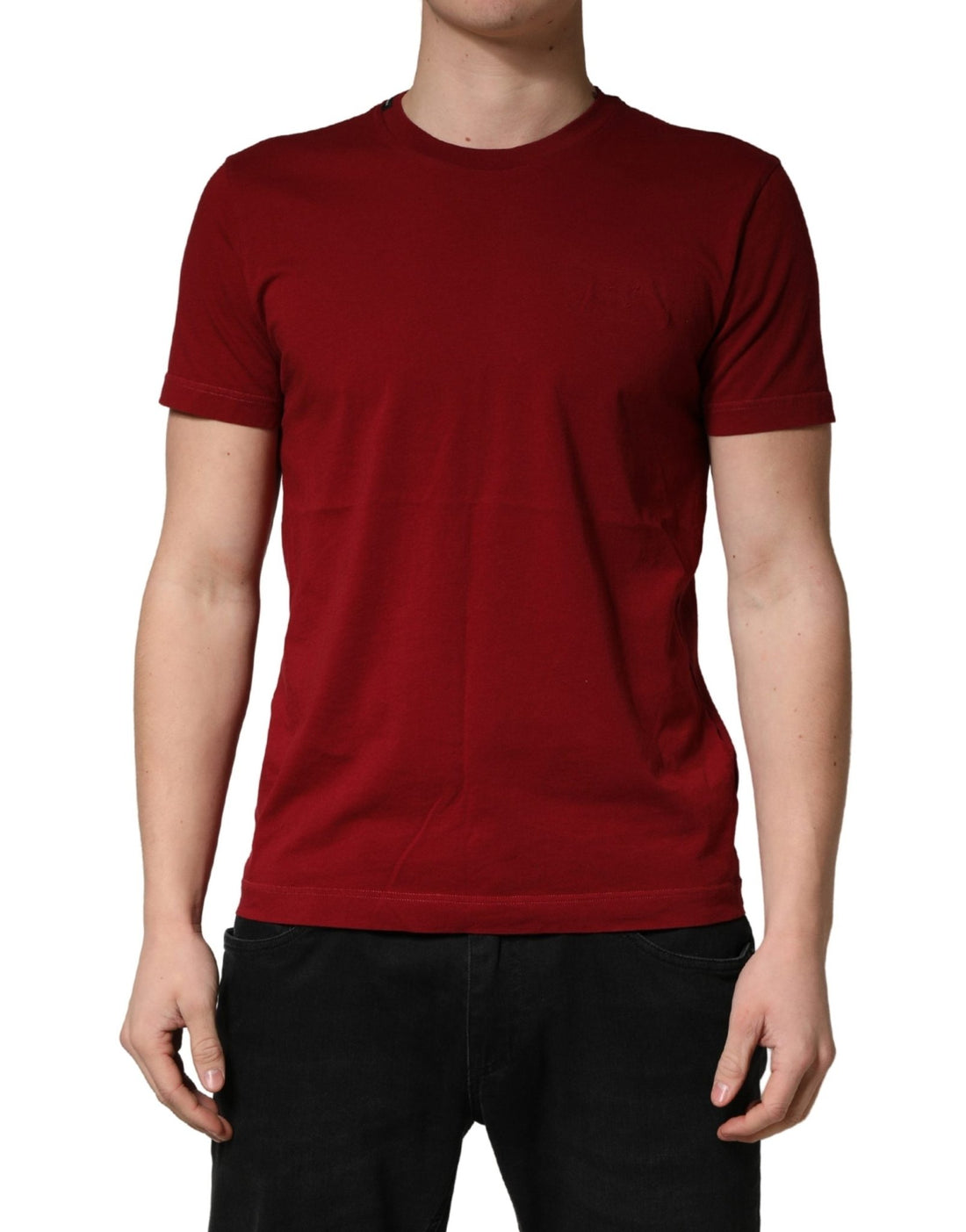 Dolce & Gabbana Maroon Cotton Crew Neck Short Sleeves T-shirt - RIMODA