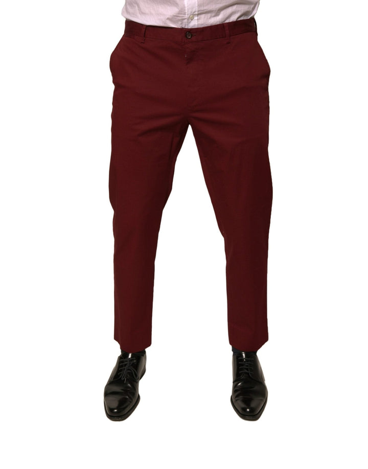 Dolce & Gabbana Maroon Cotton Men Skinny Dress Pants - RIMODA