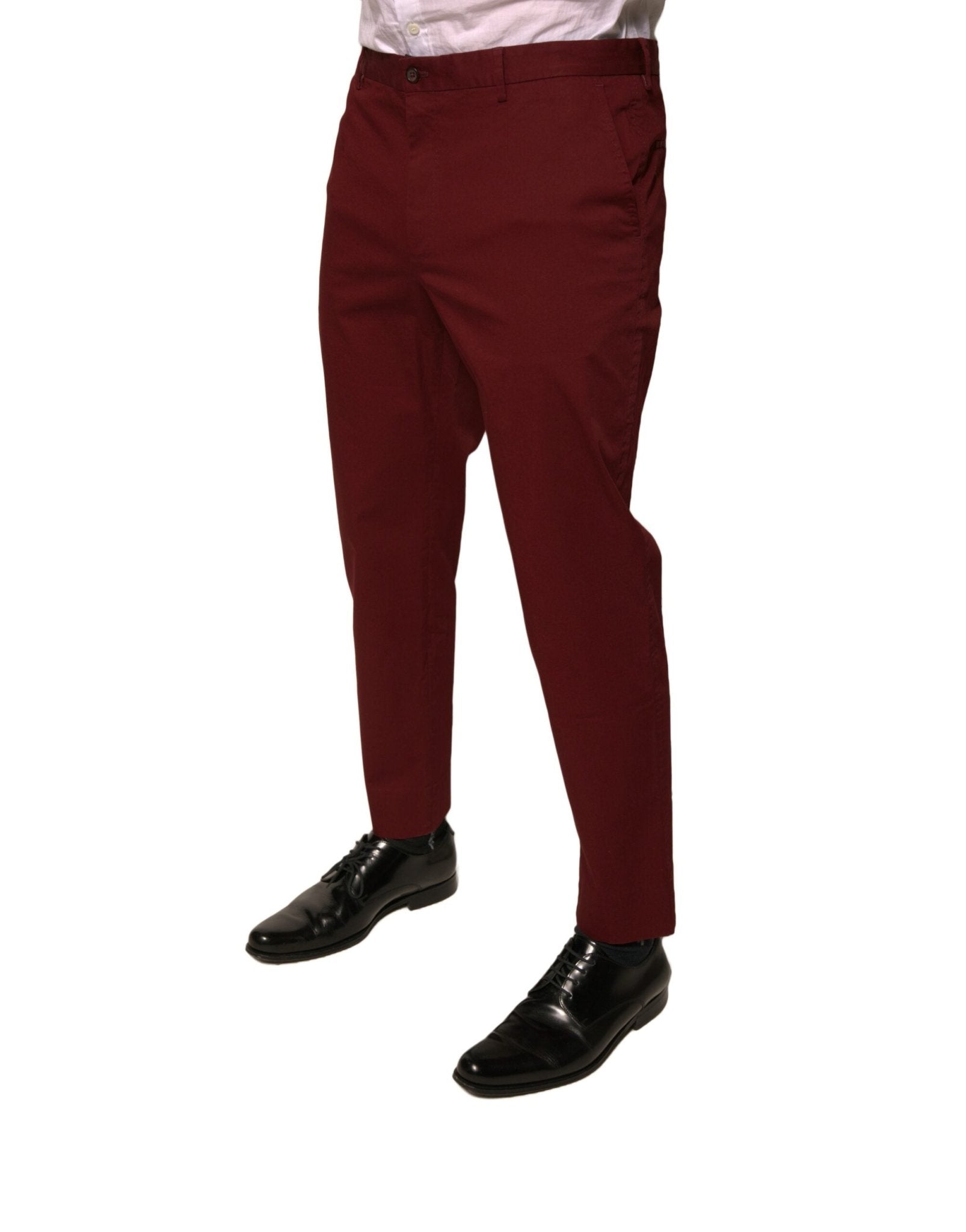 Dolce & Gabbana Maroon Cotton Men Skinny Dress Pants - RIMODA