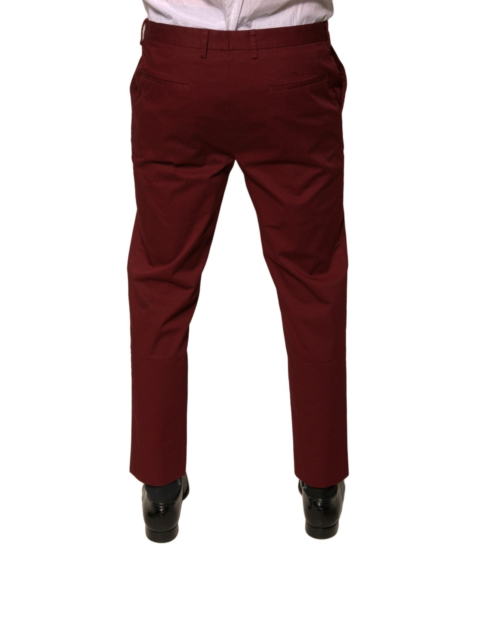 Dolce & Gabbana Maroon Cotton Men Skinny Dress Pants - RIMODA