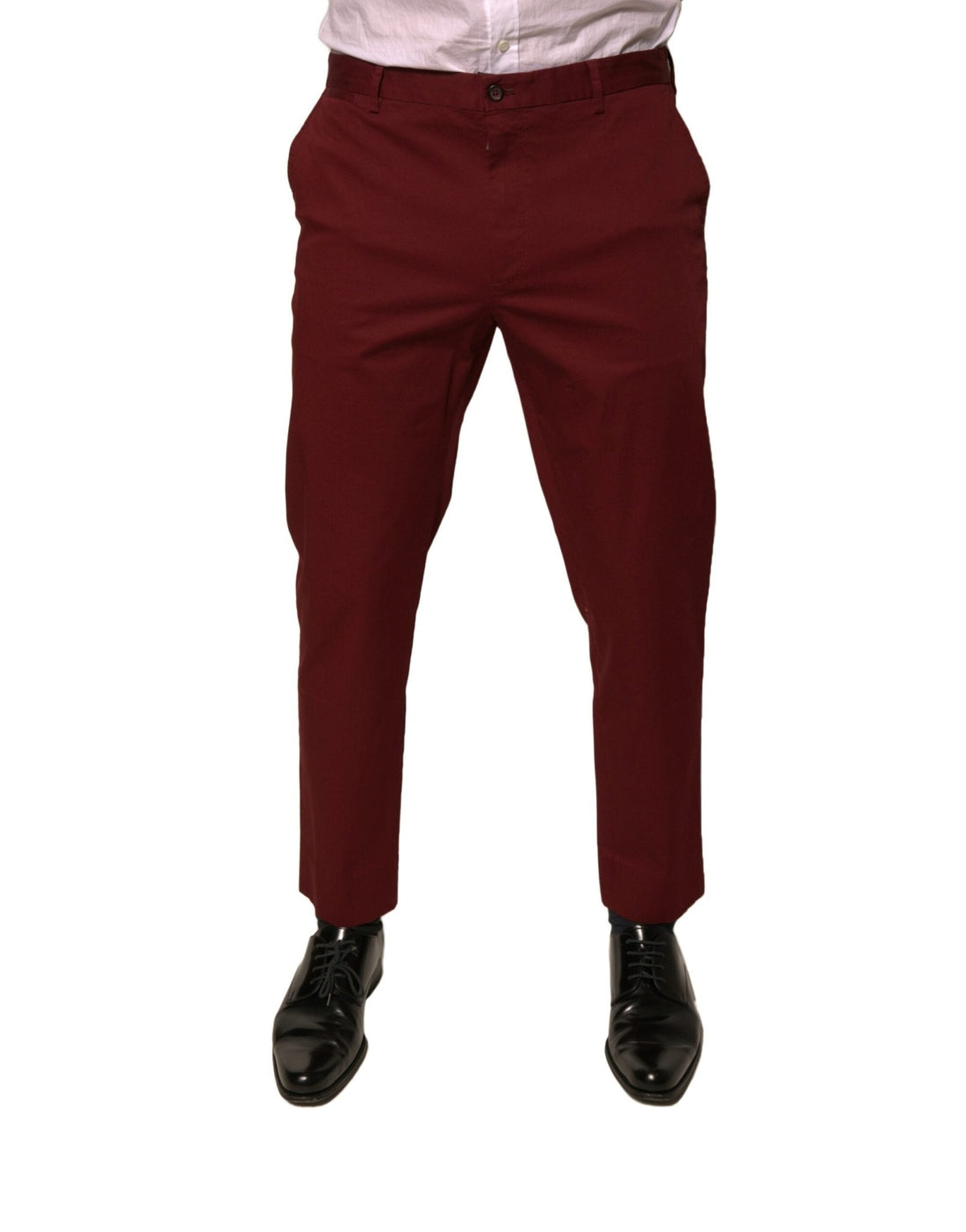 Dolce & Gabbana Maroon Cotton Men Skinny Dress Pants - RIMODA