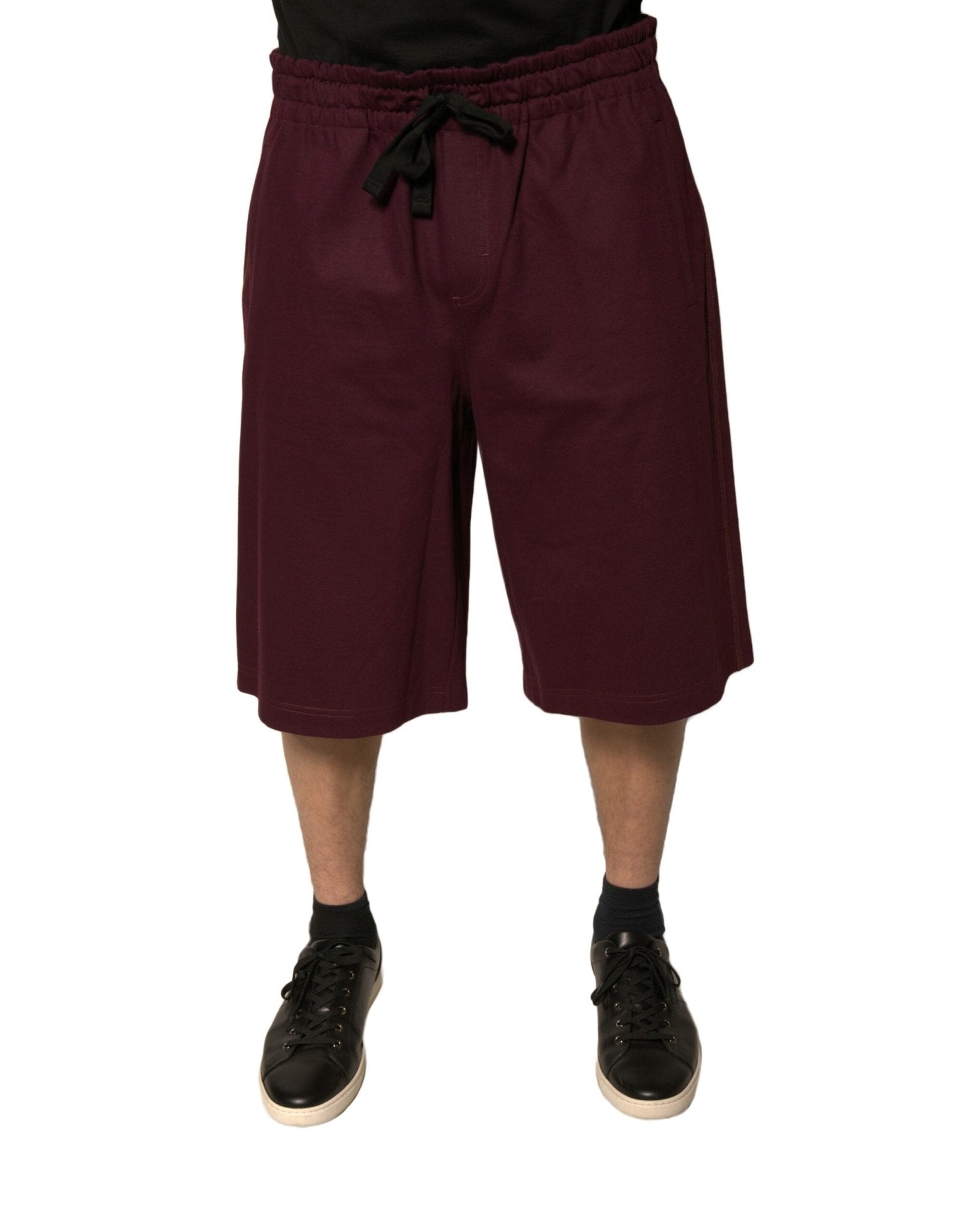 Dolce & Gabbana Maroon Cotton Mid Waist Bermuda Shorts - RIMODA
