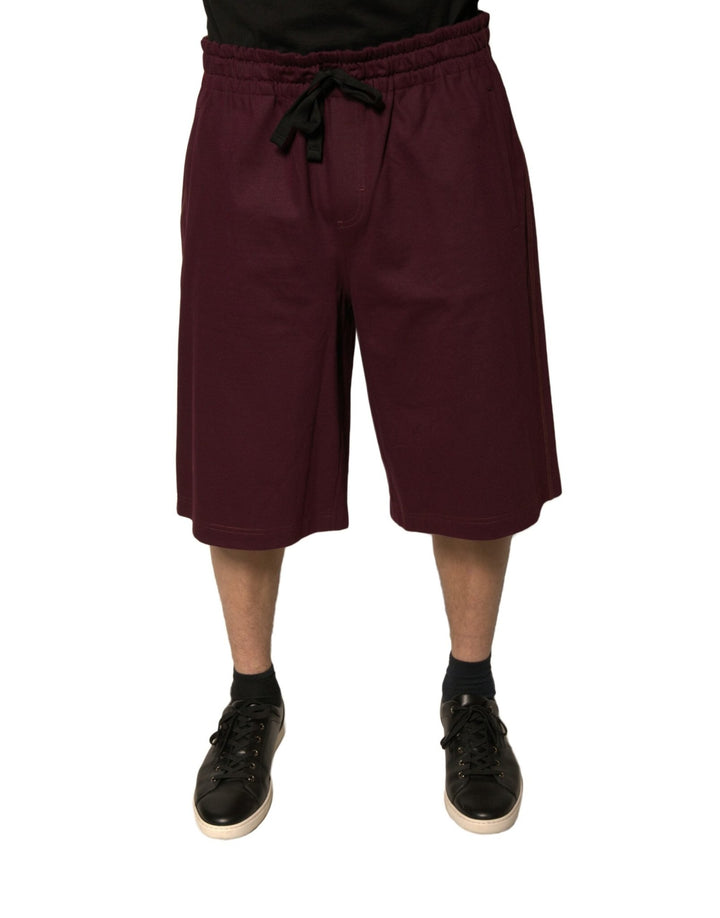 Dolce & Gabbana Maroon Cotton Mid Waist Bermuda Shorts - RIMODA