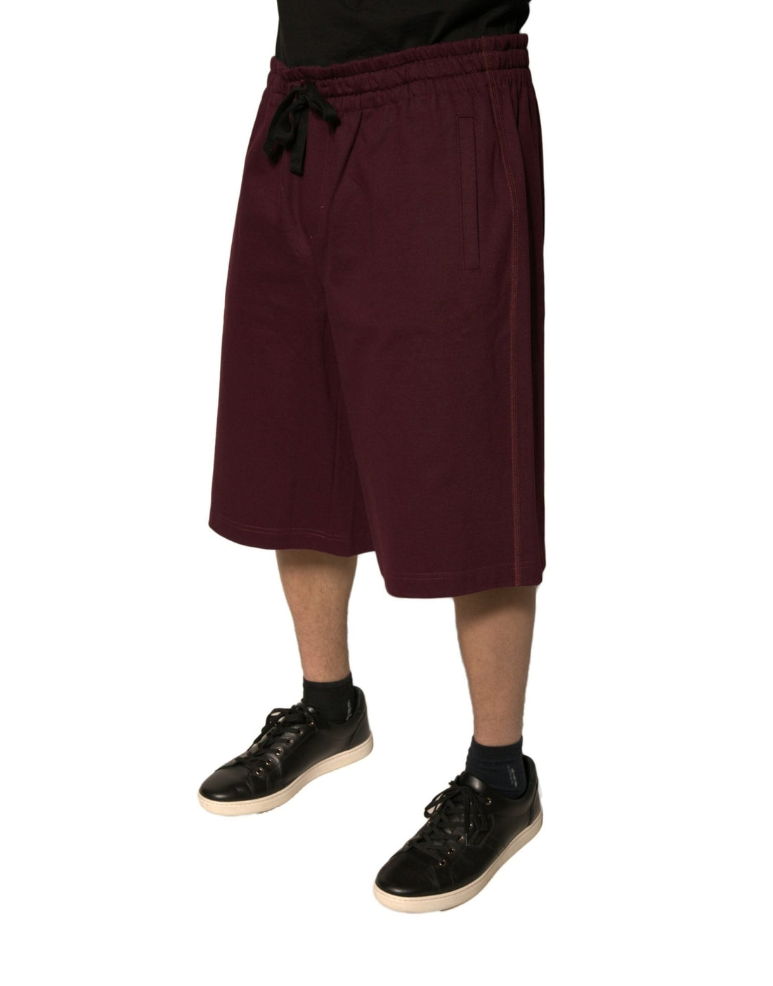 Dolce & Gabbana Maroon Cotton Mid Waist Bermuda Shorts - RIMODA